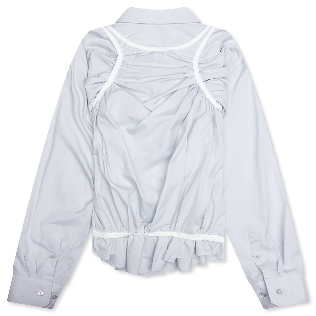 LOOSE FIT BUTTON SHIRT WITH WHITE ACCENTS - LIGHT BLUE - 2