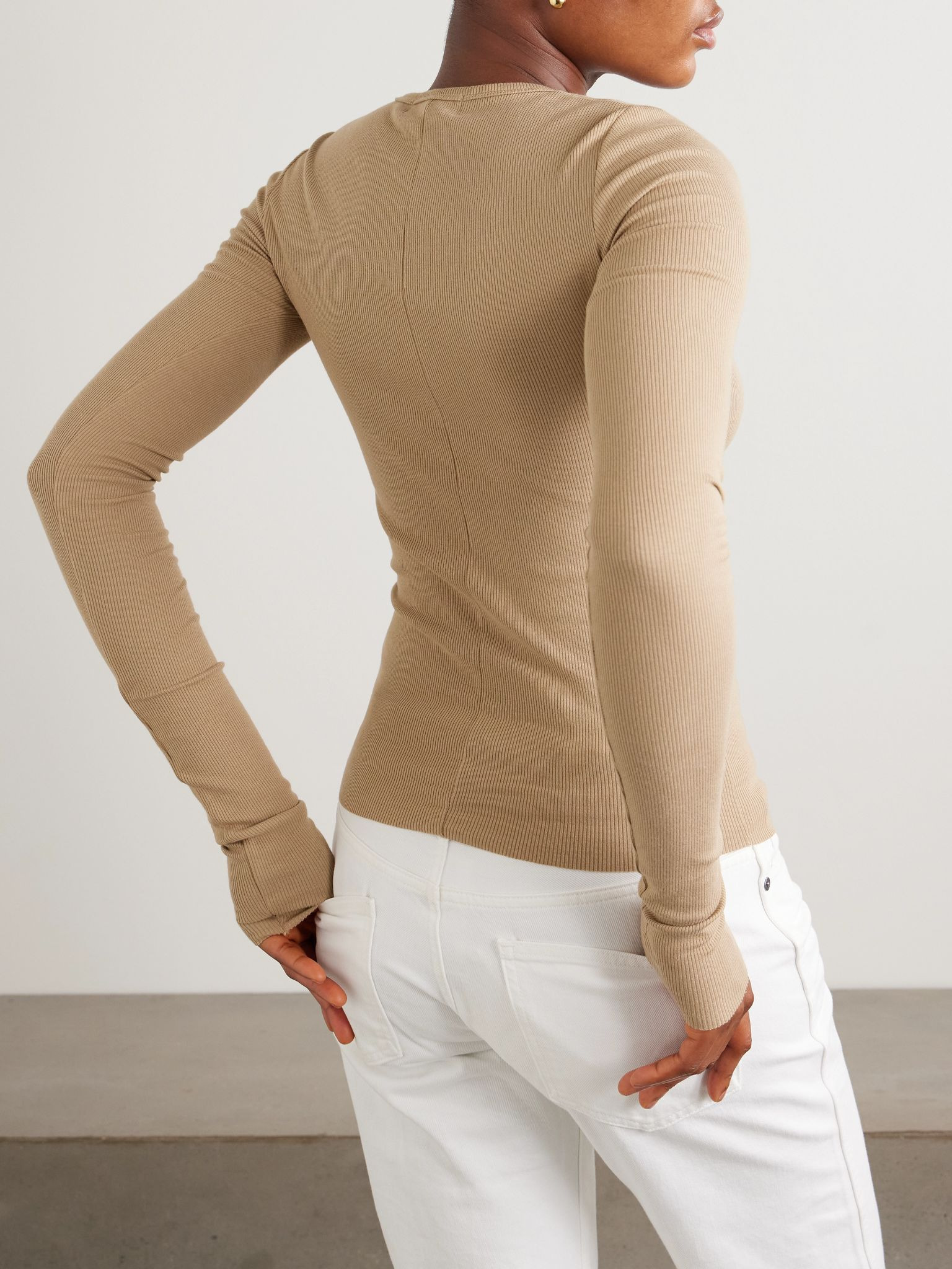 Ribbed jersey T-shirt Camel - 4