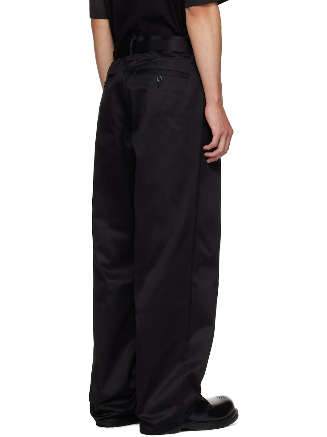 Black Cotton Chino Trousers - 3