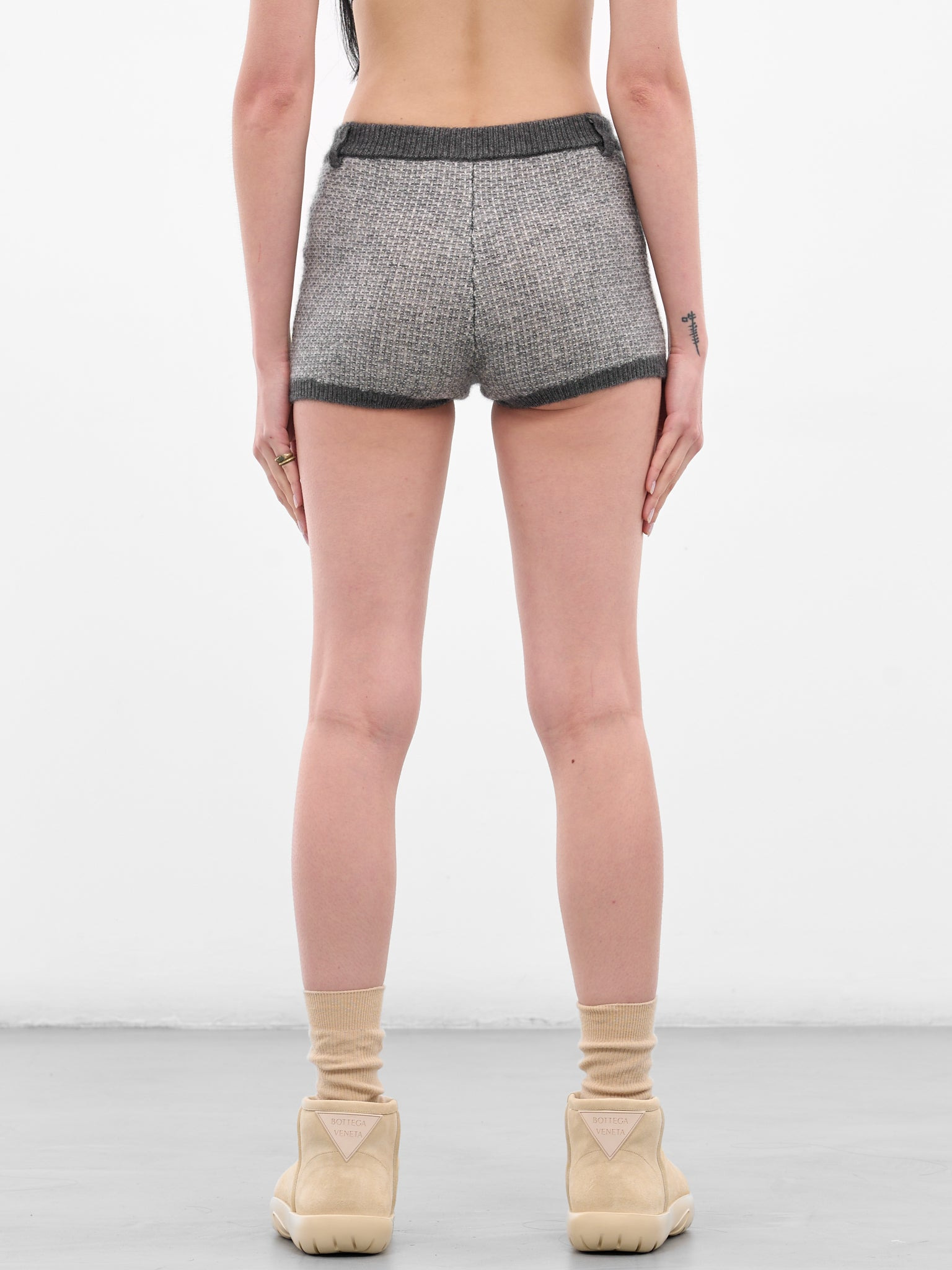 Gray Avel Knit Mini Shorts - 3