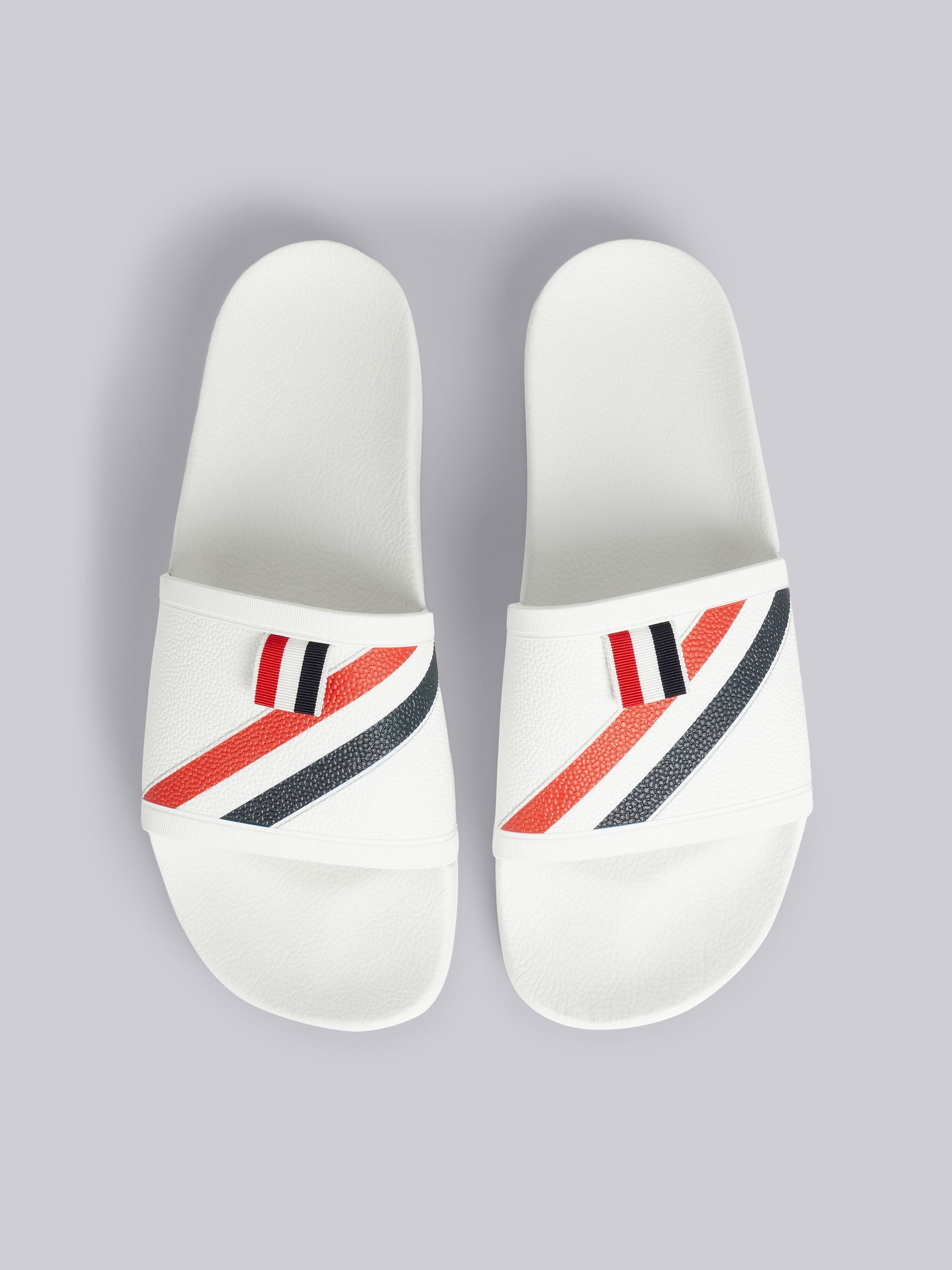 White Rubber Diagonal Stripe Pool Slide - 4