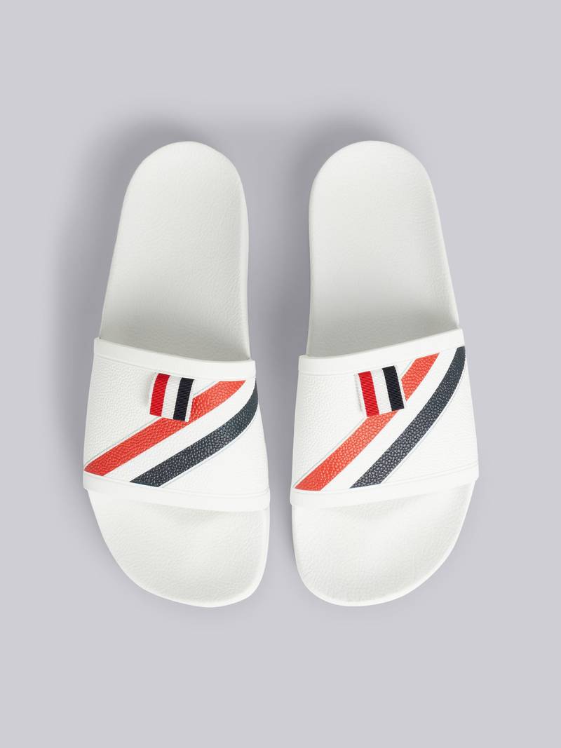 White Rubber Diagonal Stripe Pool Slide 4