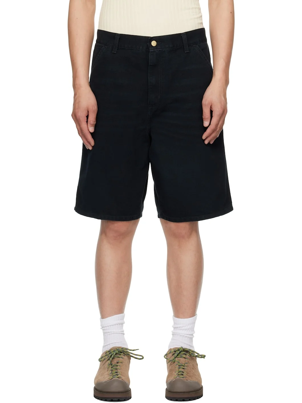 Black Single Knee Shorts - 1