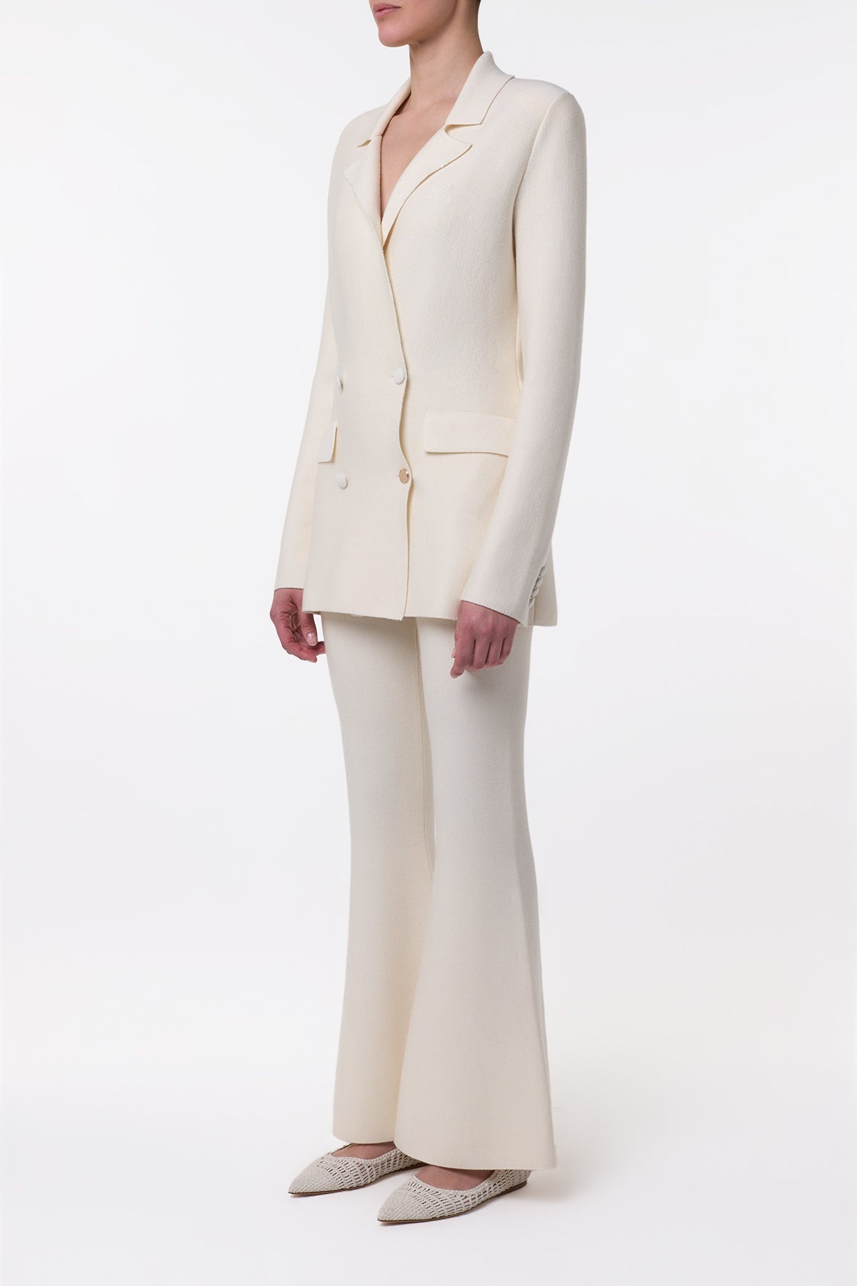 Bowen Knit Jacket in Ivory Wool - 4