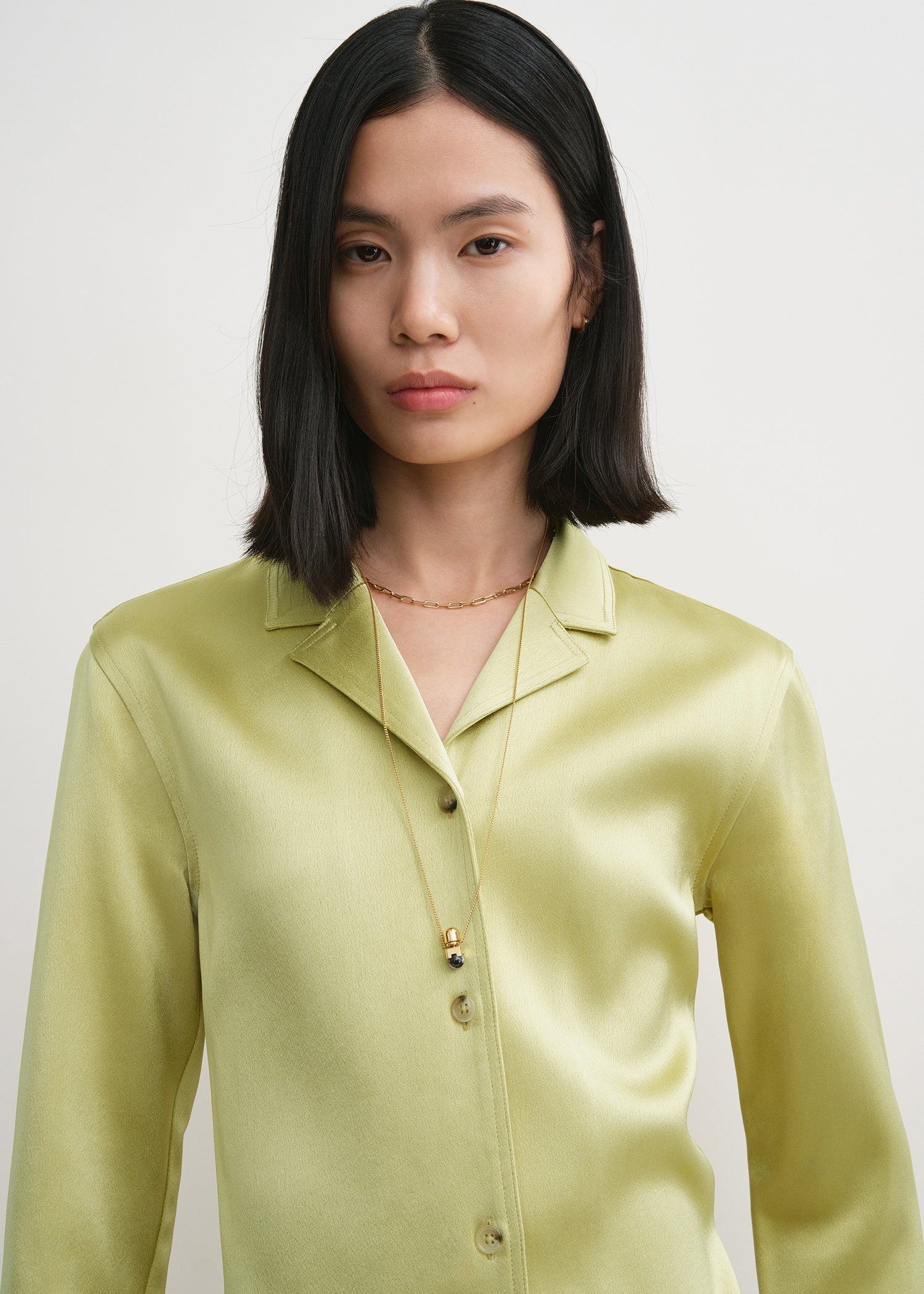 Contrast satin shirt melon - 5