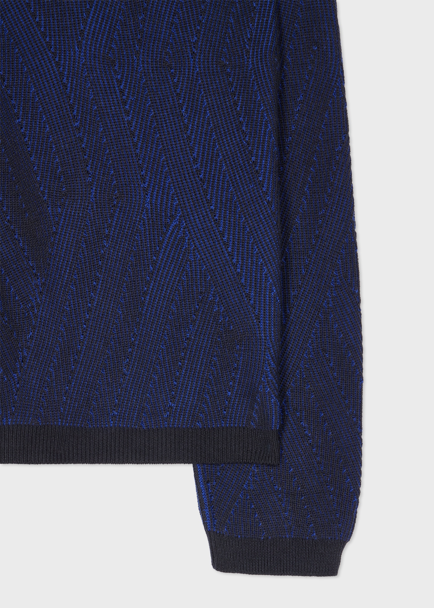 Blue Cotton Mixed-Stripe Sweater - 2
