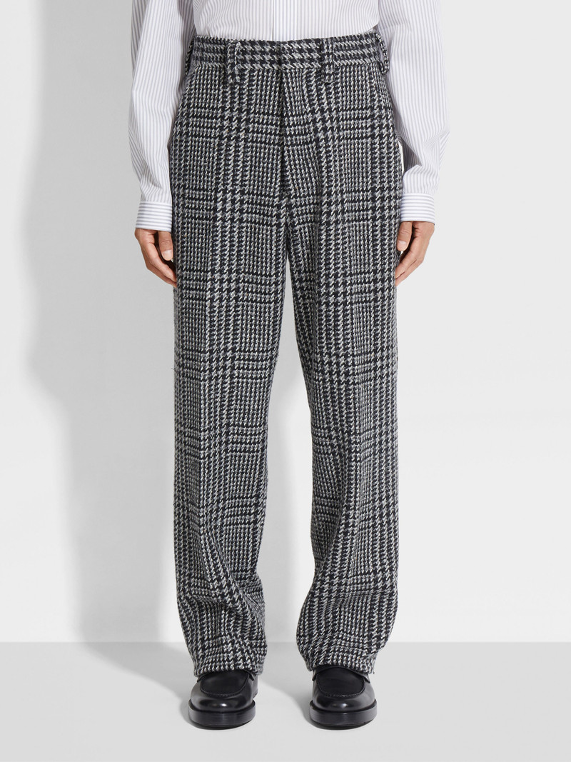 GREY WHITE AND BLACK WOOL AND CASHMERE PANTS 5