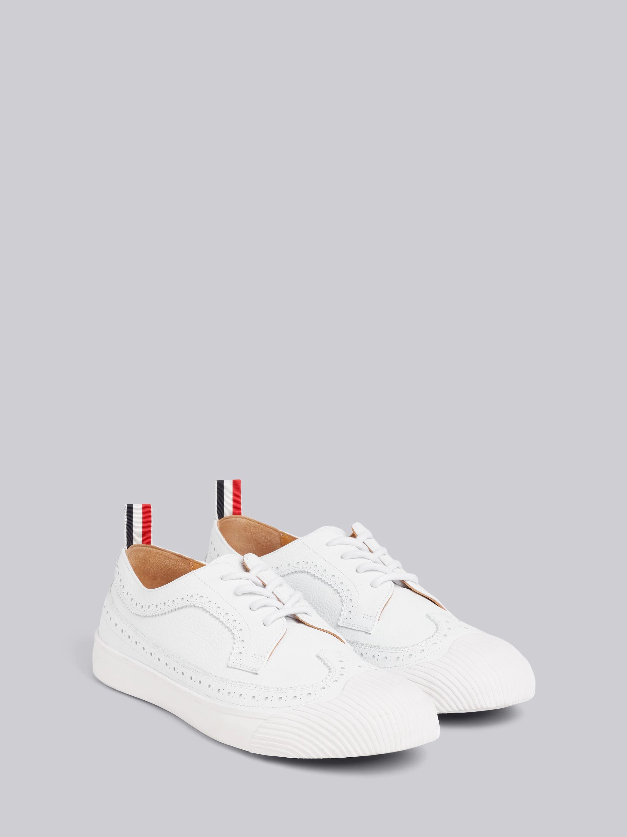 White Pebbled Calfskin Longwing Brogue Trainer - 3