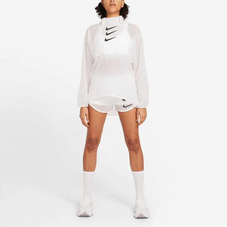 (WMNS) Nike AS W NK Run DVN PO PCKBL JKT Jacket White DA1277-100 - 5