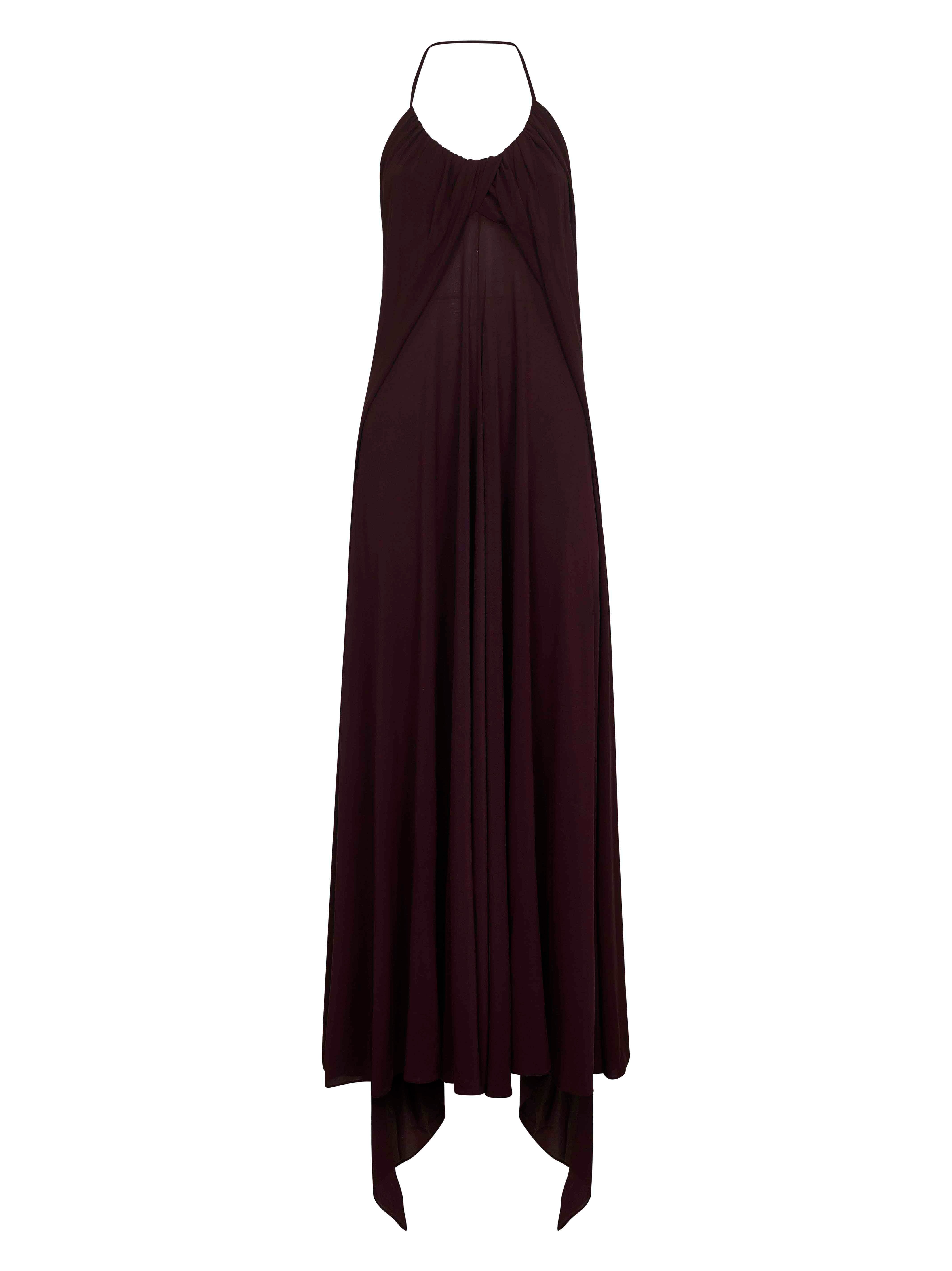Burgundy jersey long cross dress - 1
