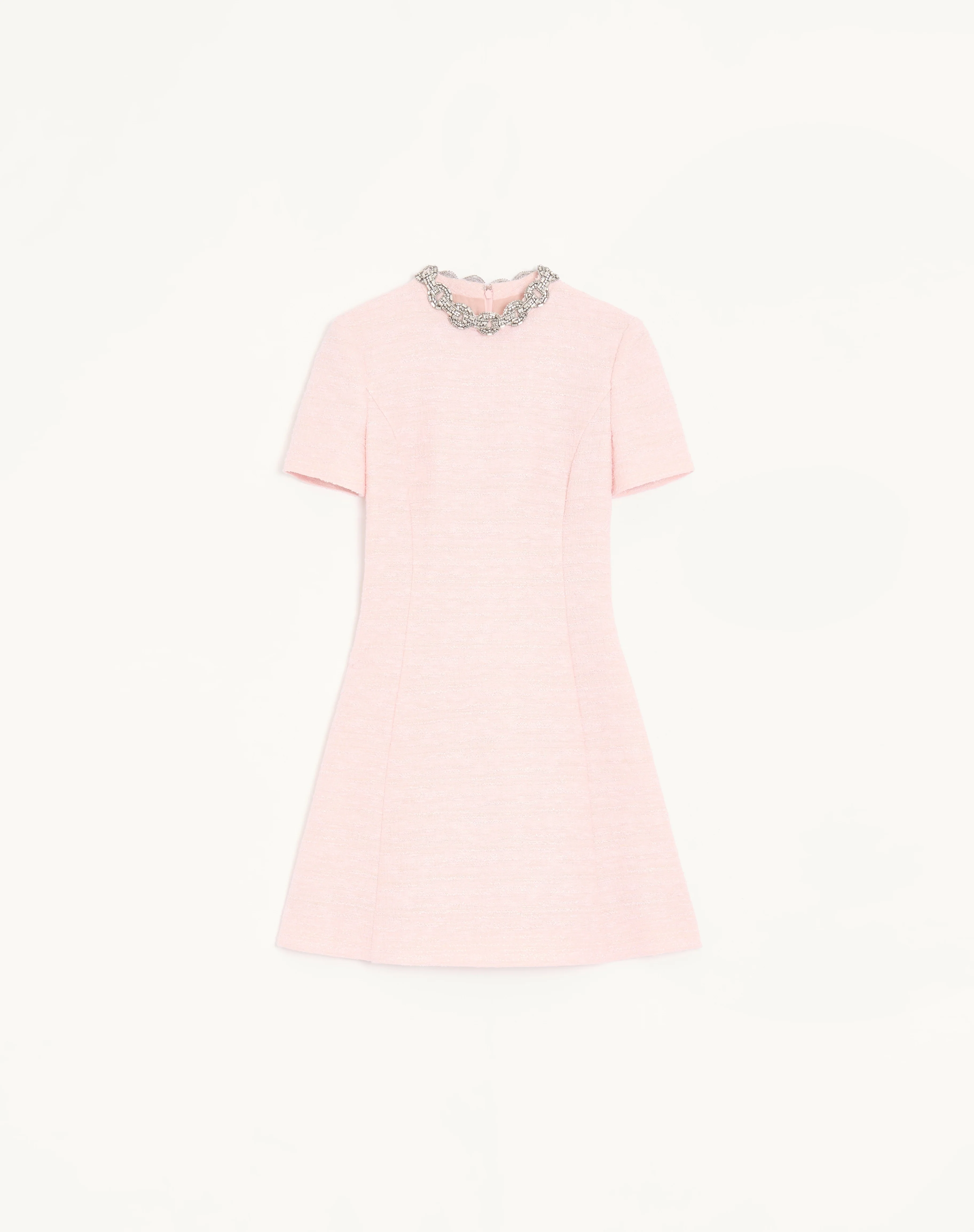 EMBROIDERED CRINKLE COTTON TWEED SHORT DRESS - 1