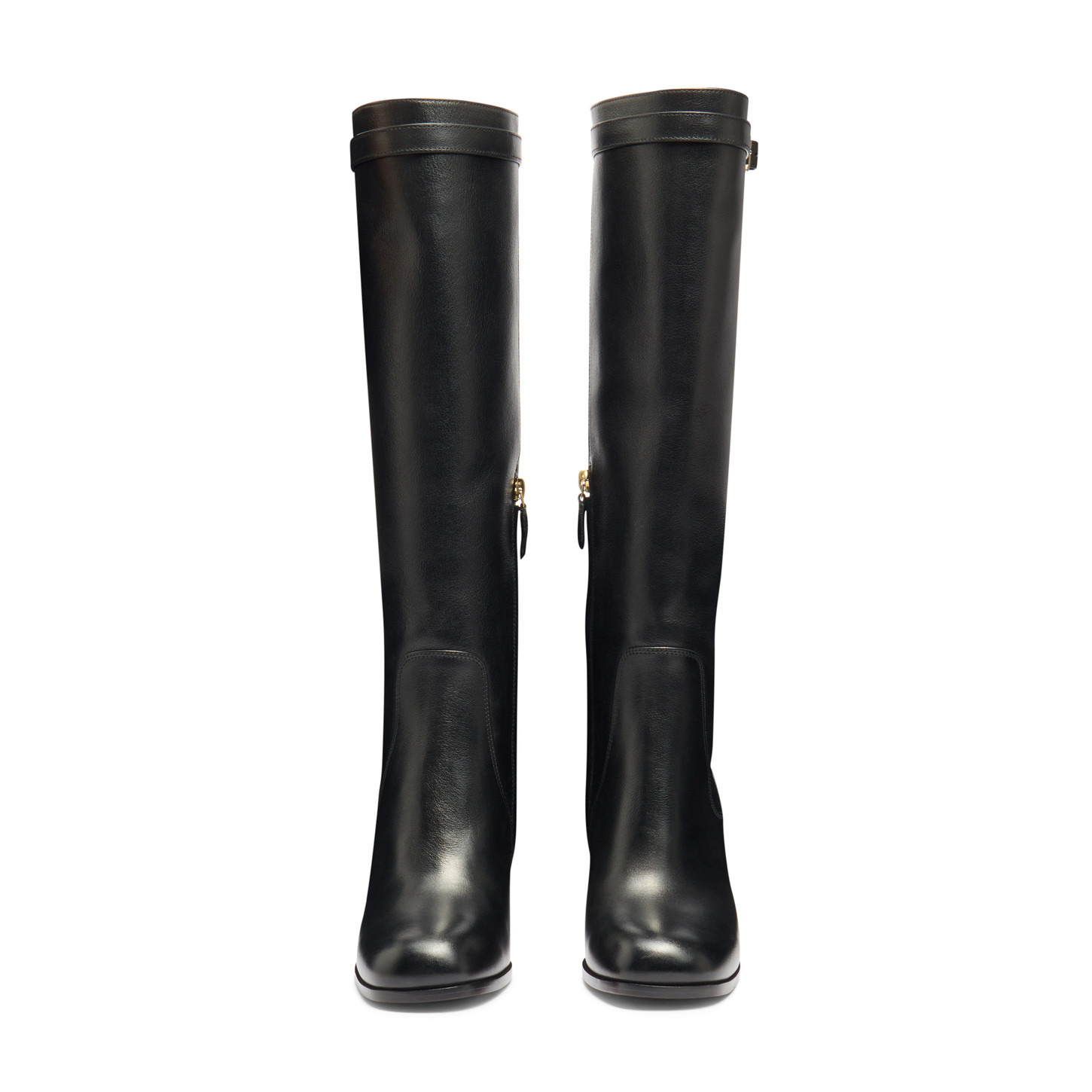 Women's black leather high-heel boot - 4