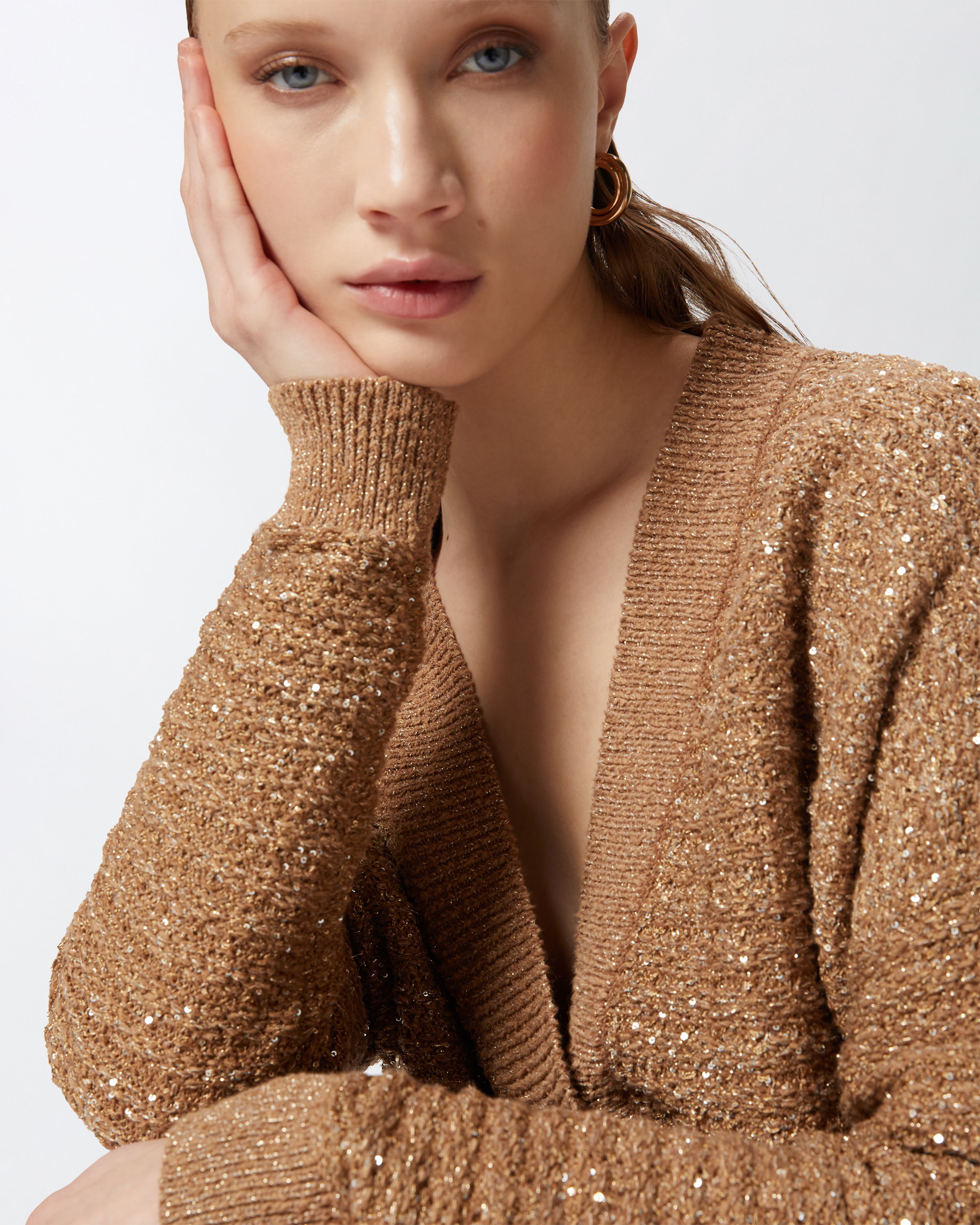METALLIC MAT CARDIGAN WITH SEQUINS - 5