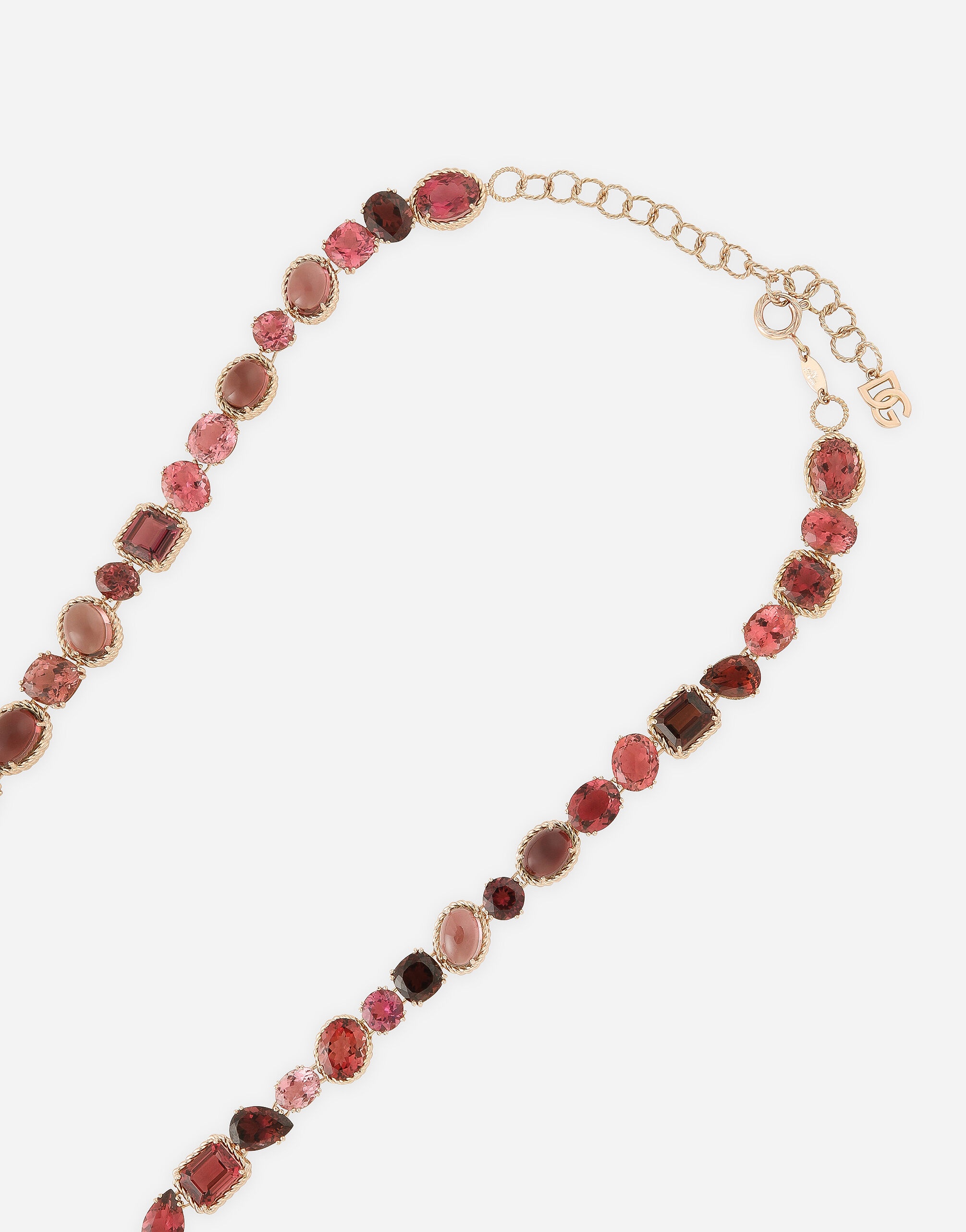 Rainbow Necklace 18 carat red gold and pink tourmalines - 4