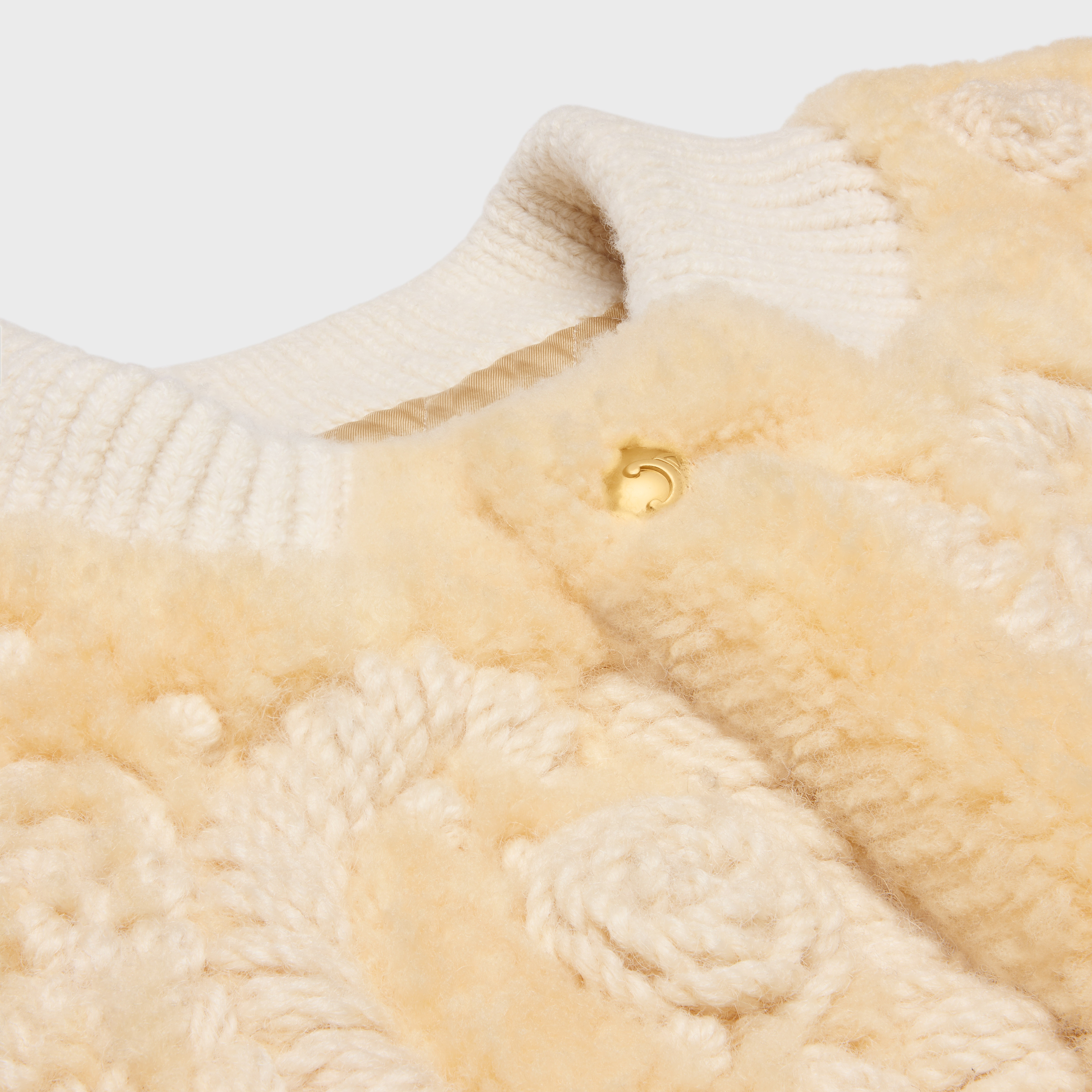 triomphe cardigan jacket in curly lambskin - 3