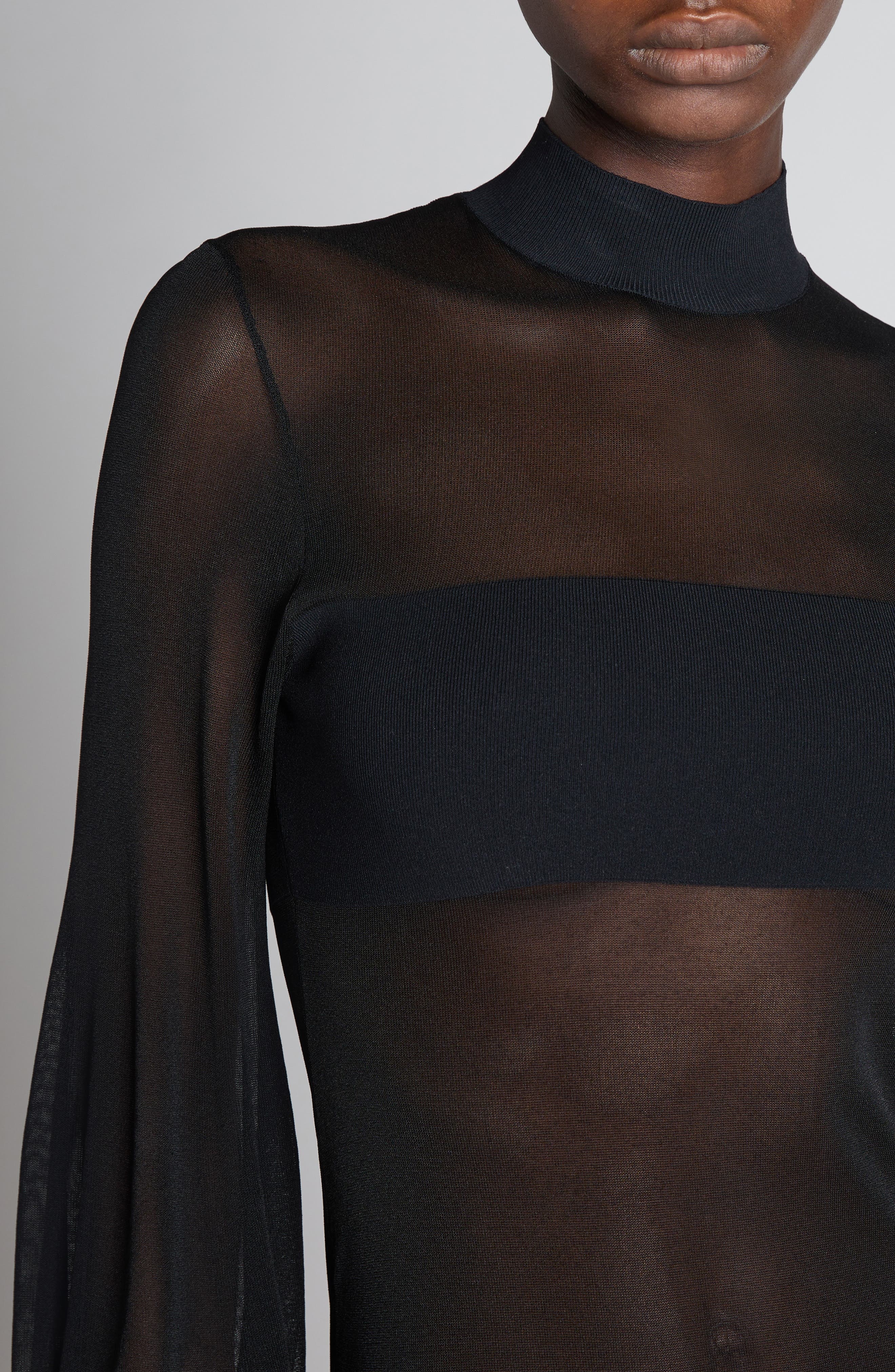 TOM FORD Long Sleeve Knit Gown in Black at Nordstrom - 4