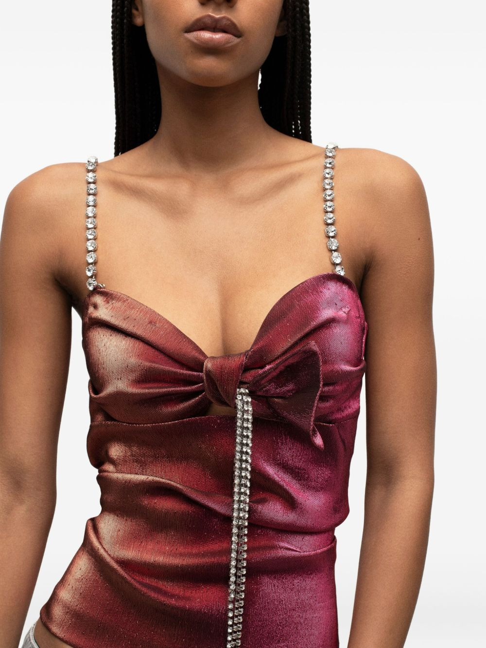 crystal-embellished bow top - 4