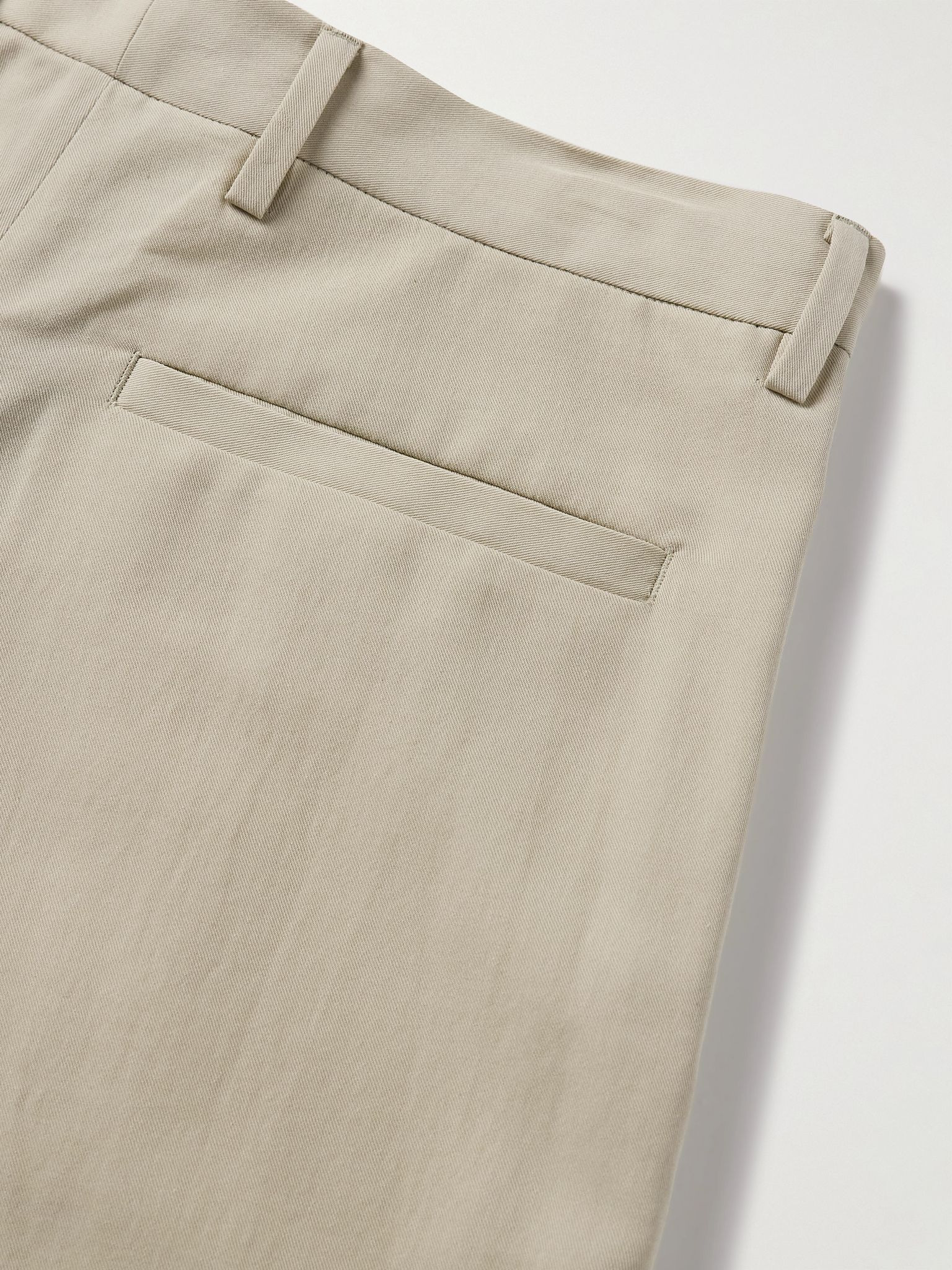 Straight-Leg Pleated Cotton and Wool-Blend Gabardine Trousers Beige - 5