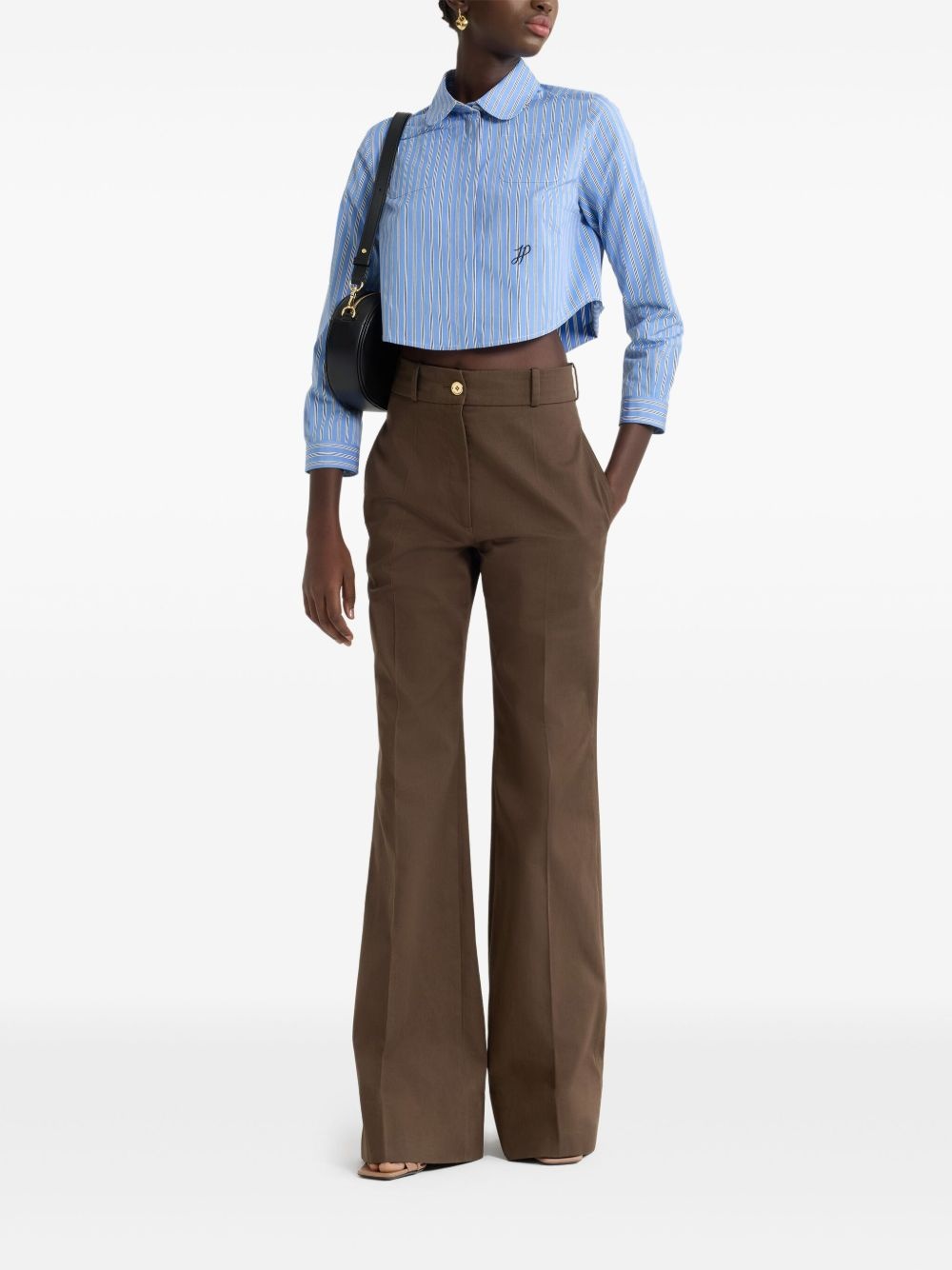 cropped printed poplin shirt - 2