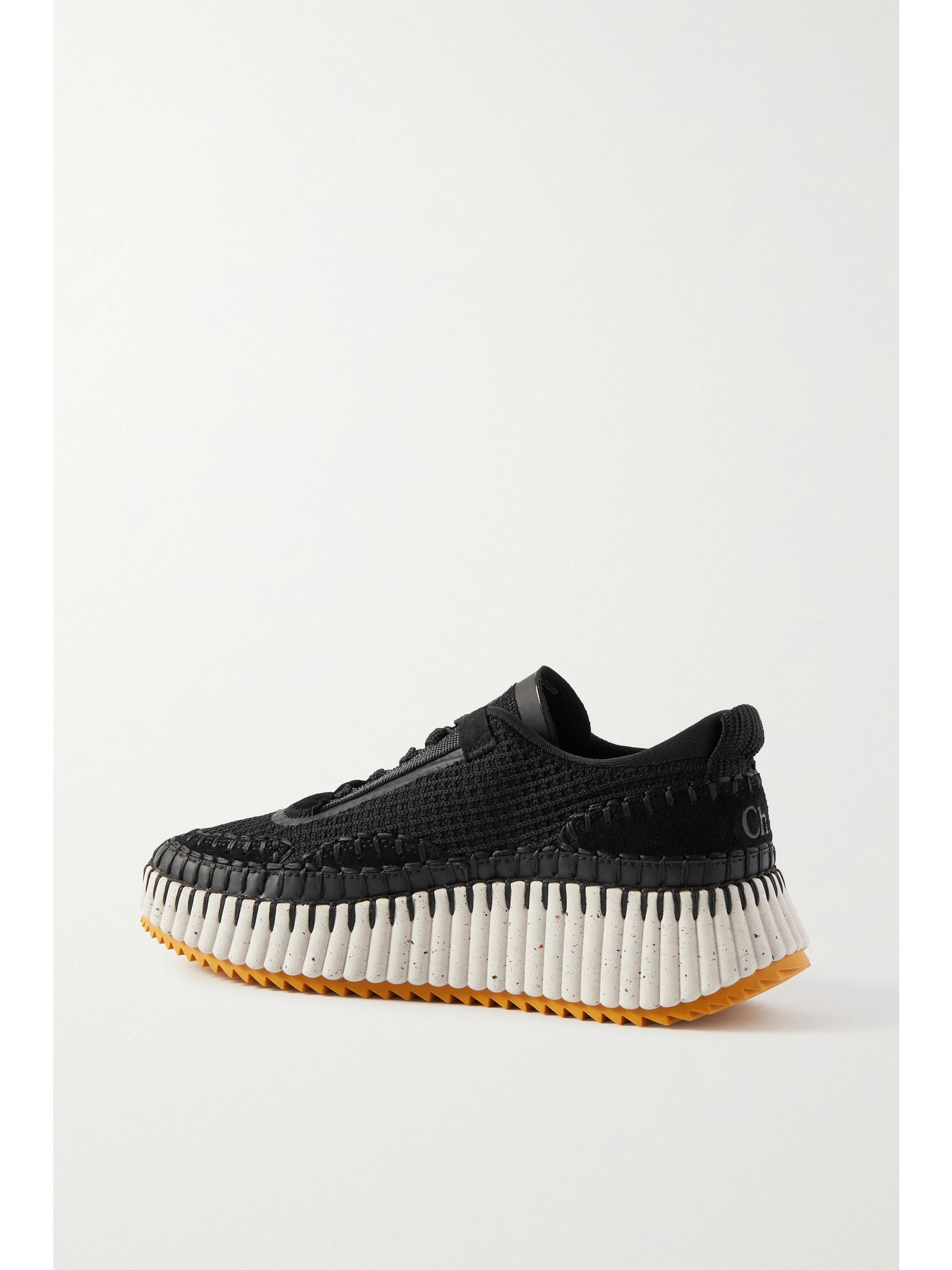 Nama embroidered suede and recycled-mesh sneakers Black - 3