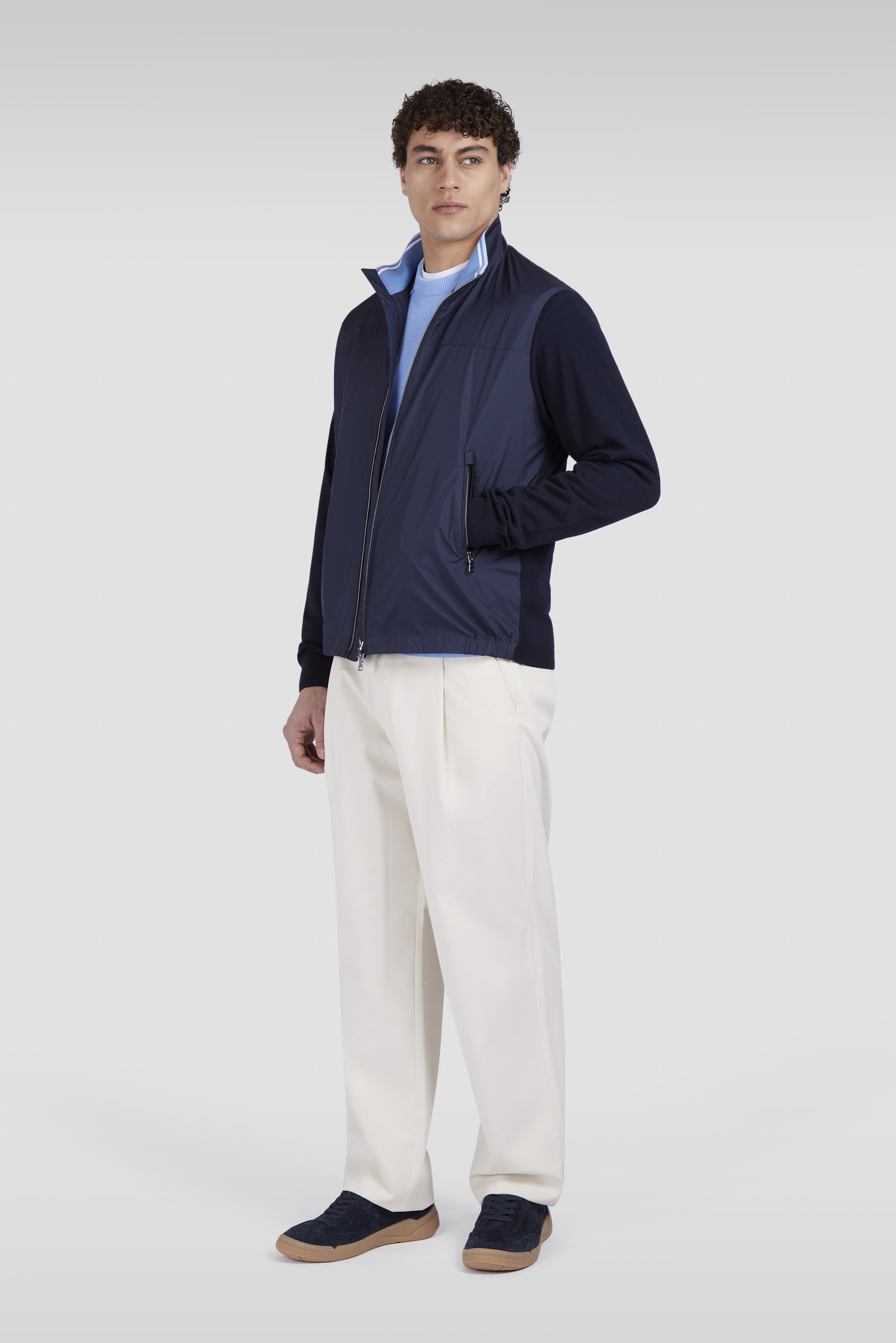 HYBRID ZIP-UP CARDIGAN IN ULTRALIGHT MICROFIBER AND WOOL - 2