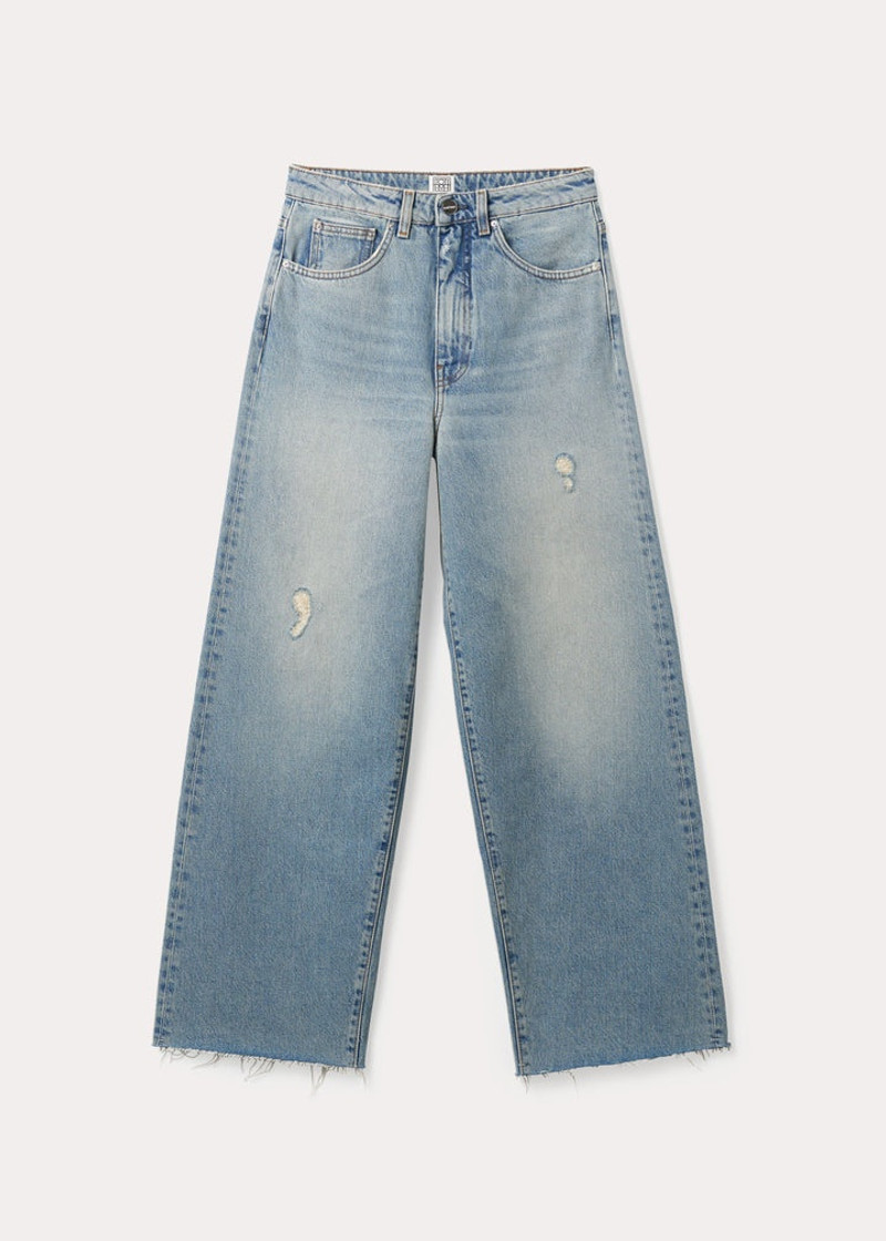 Flare fit denim distressed light blue 1