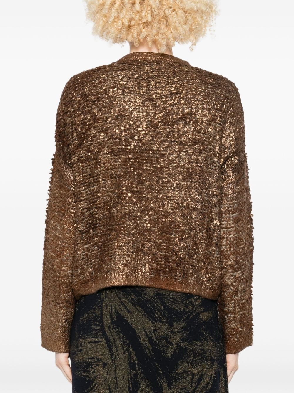 metallic-finish round-neck sweater - 3
