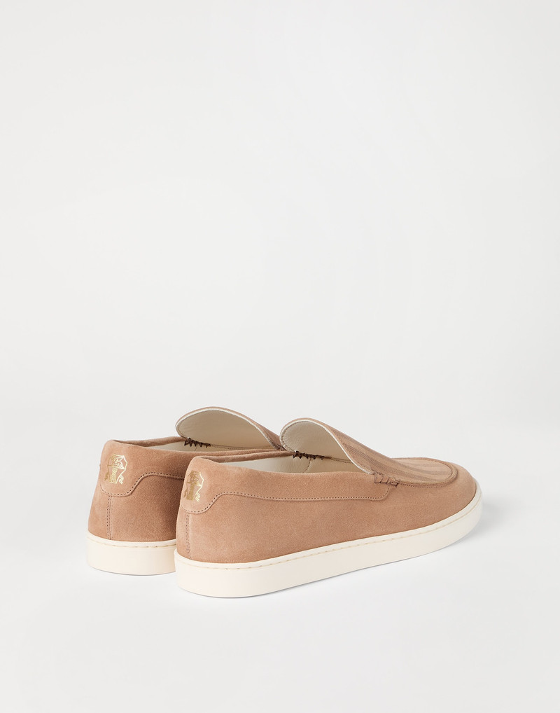 Brunello Cucinelli Chevron-effect suede loafer sneakers outlook