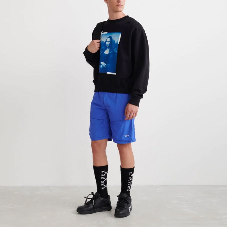 Men's OFF-WHITE Mona Lisa Printing Cotton Round Neck Pullover Black OMBA058C99FLE0031045 - 3