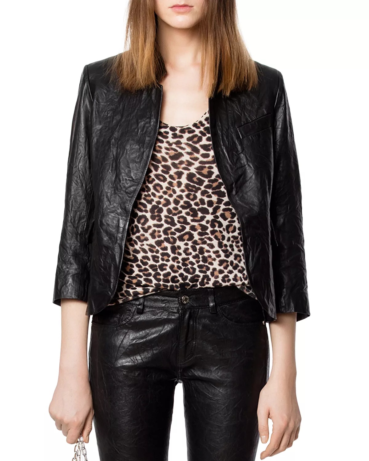 Verys Crinkled Leather Jacket Brand Name - 1