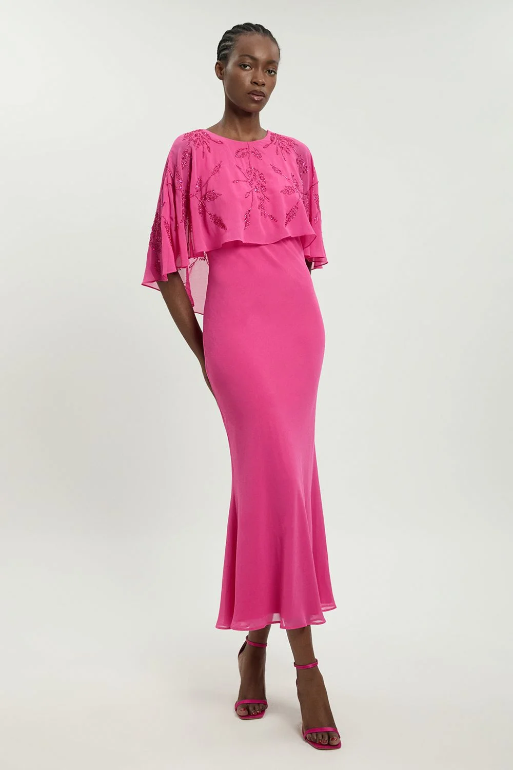 Petite Beaded Cape Detail Maxi Dress - 1