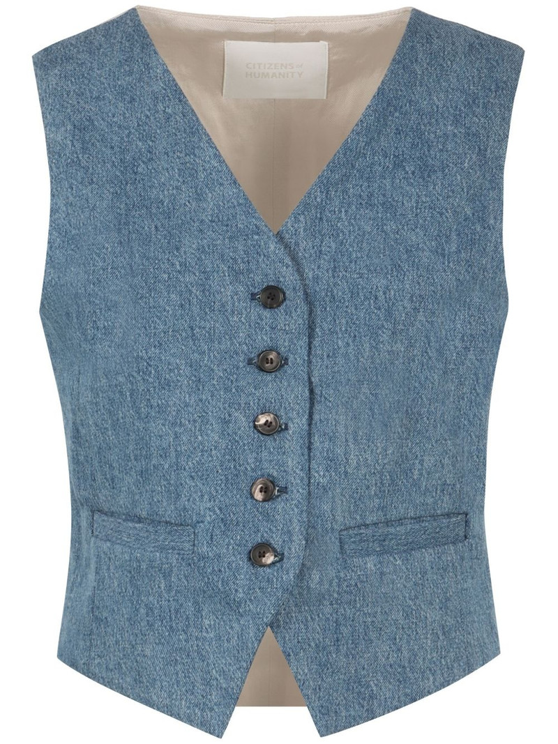 V-neck denim gilet 1