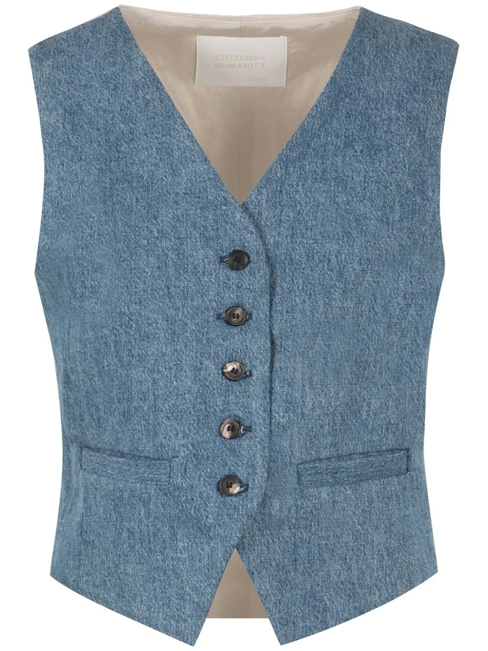 V-neck denim gilet - 1