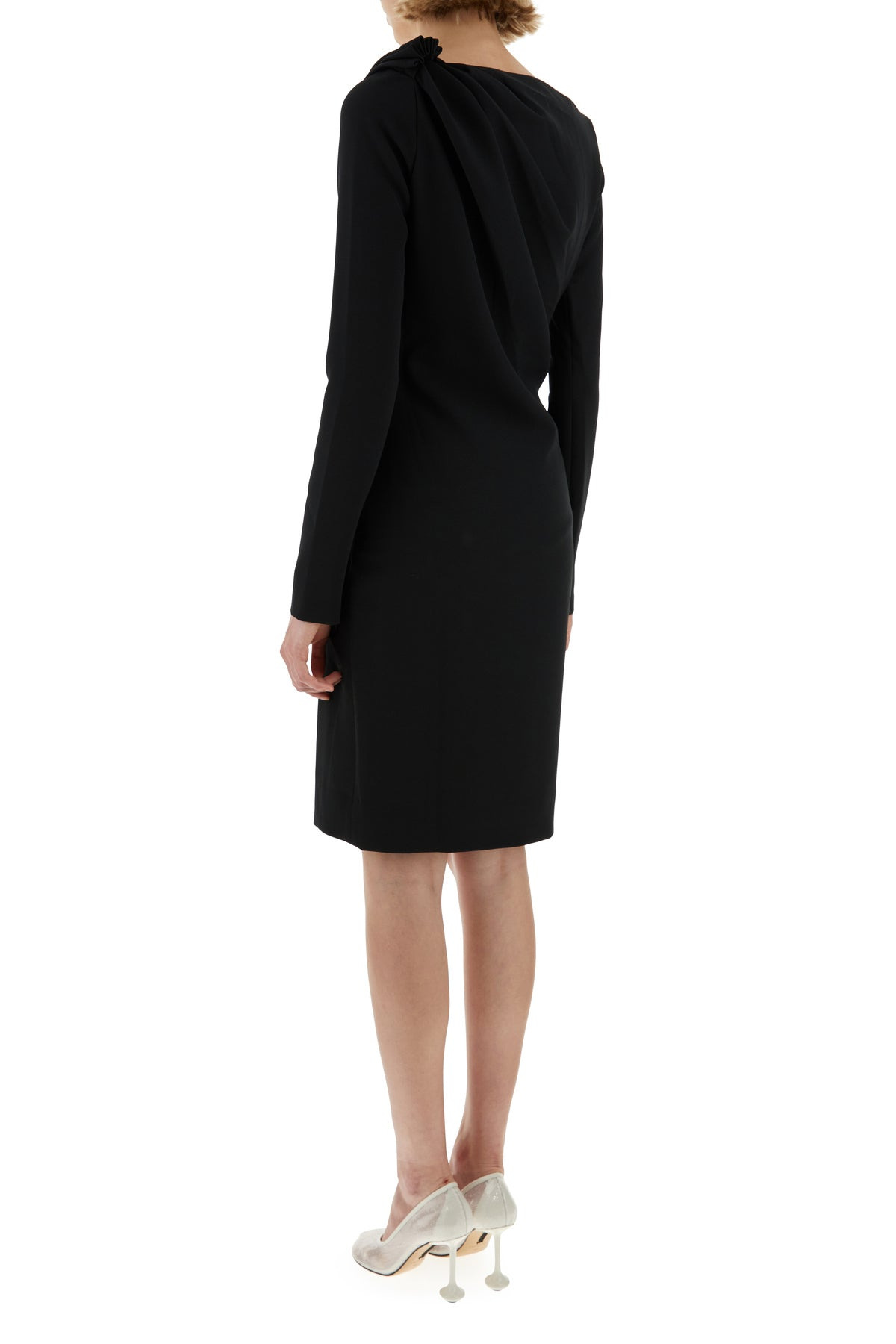Black stretch polyester blend dress - 4