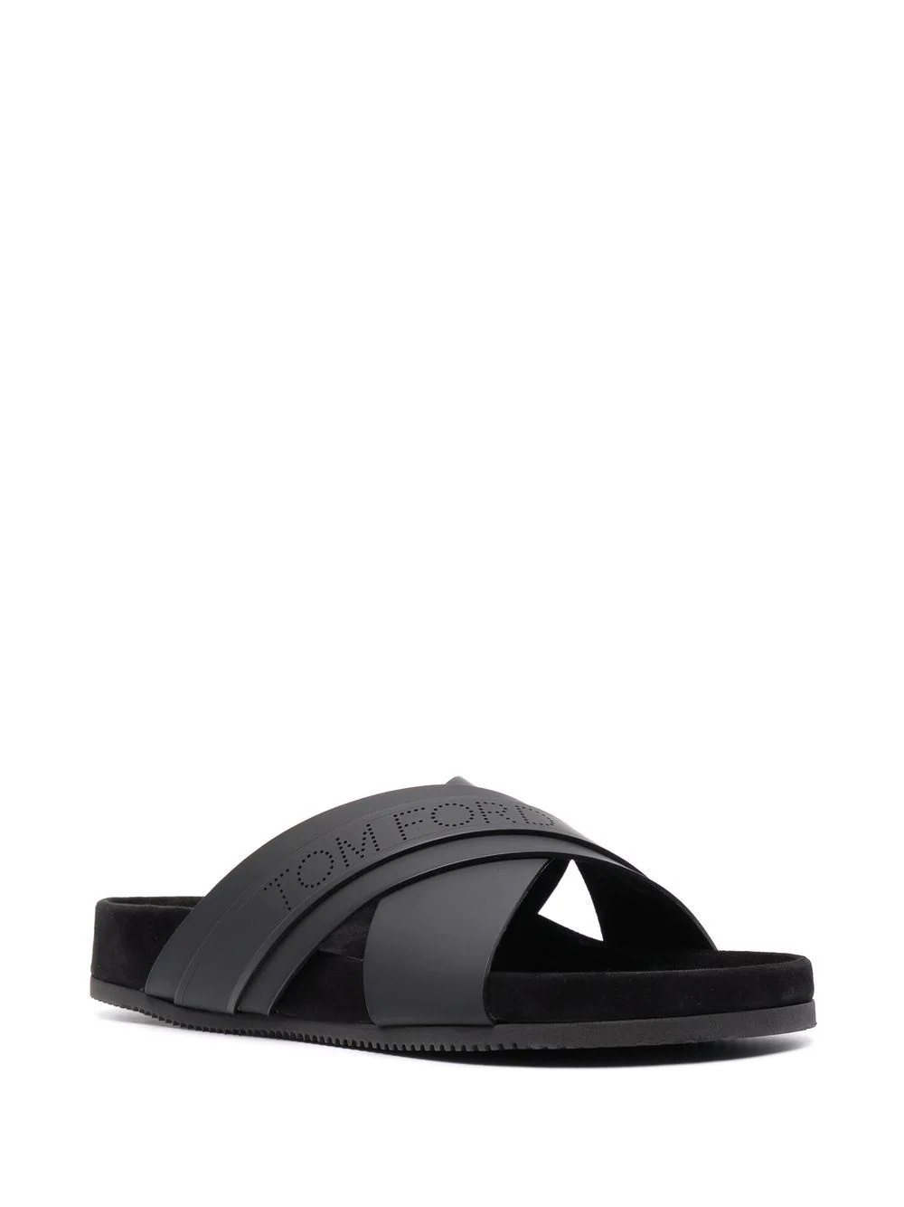 criss-cross leather slides - 2