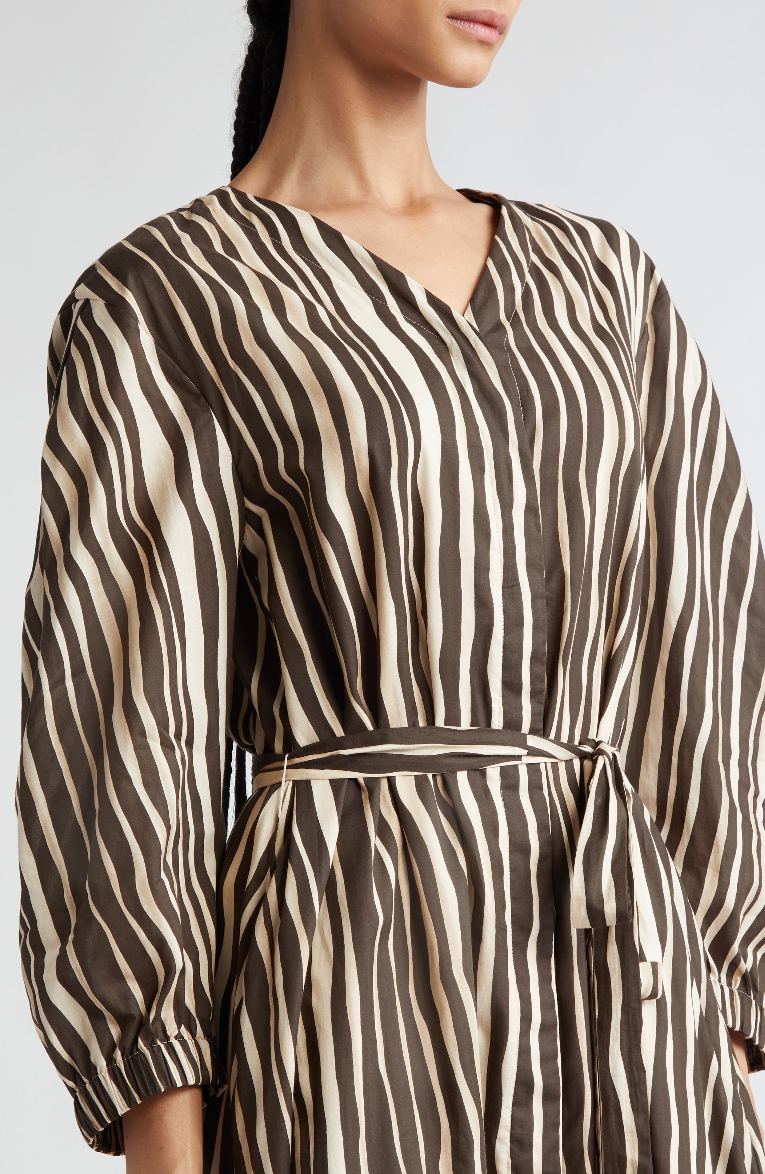 Pomelia Wavy Stripe Cotton Voile Shirtdress - 4
