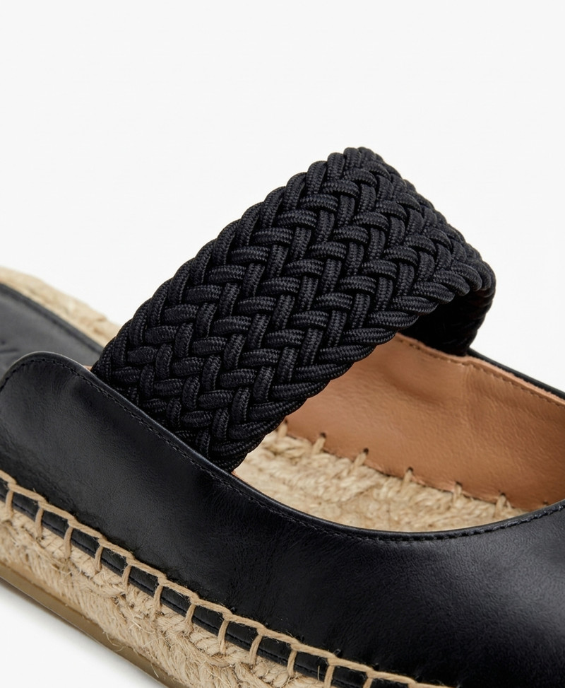 Siena Black Leather Flat Mules 4