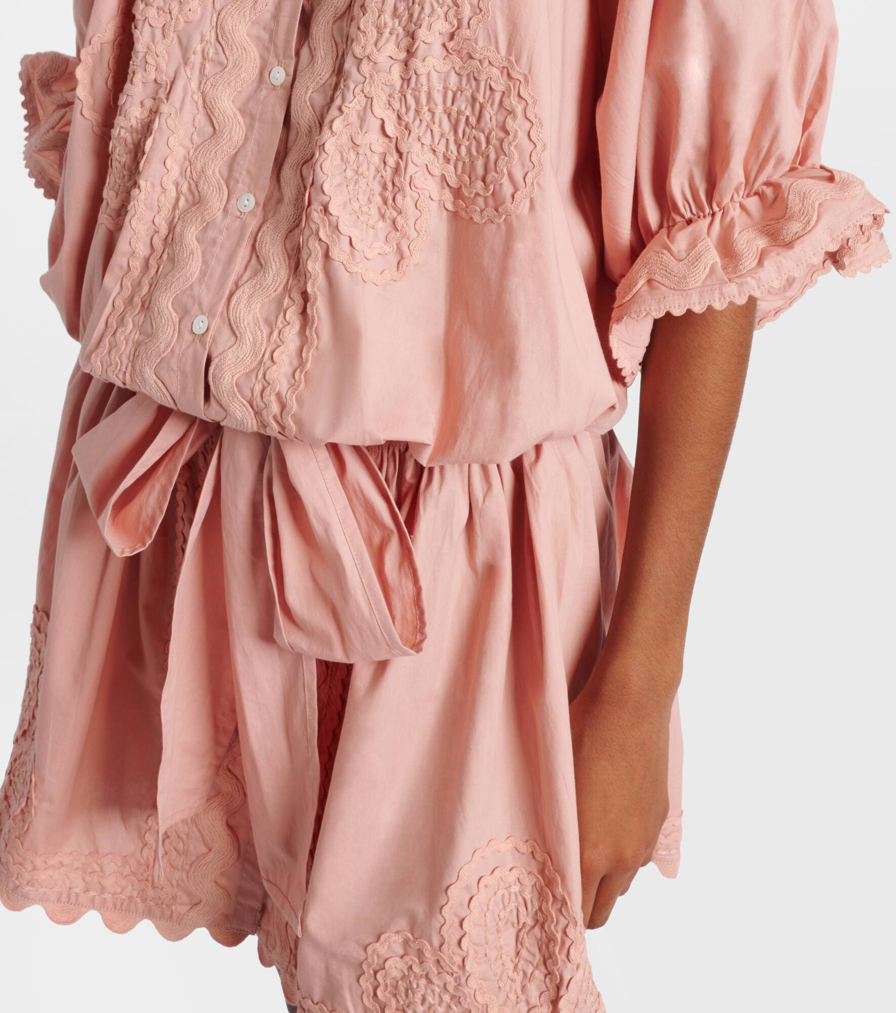 Scalloped cotton poplin minidress - 5