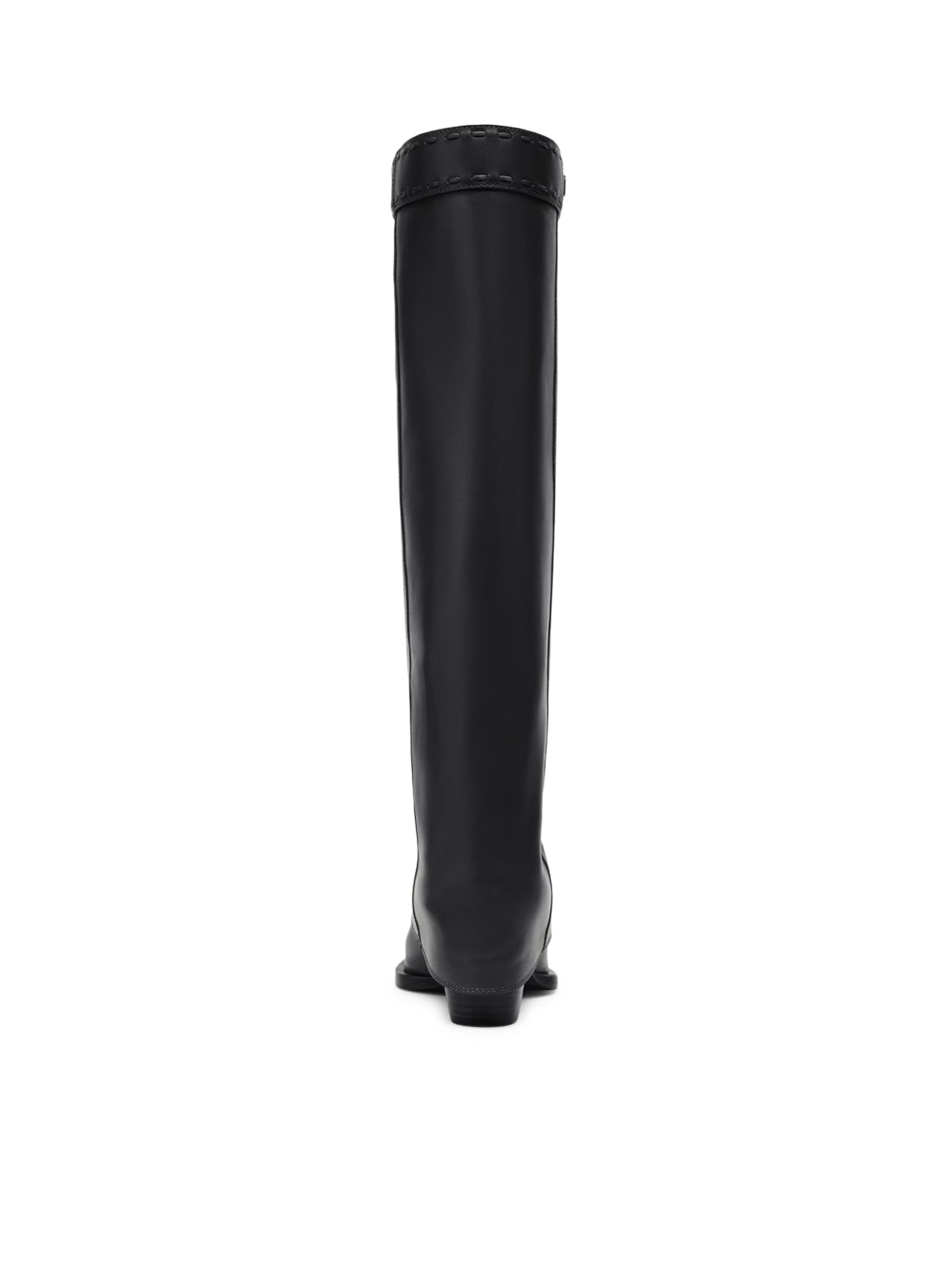 BLACK LEATHER HIGH-HEELED BOOT - 3