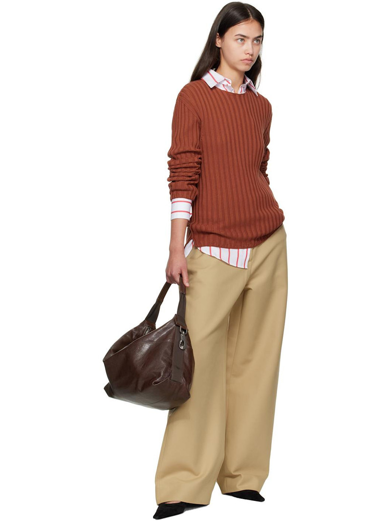 Acne Studios Beige Tailored Satin Trousers outlook