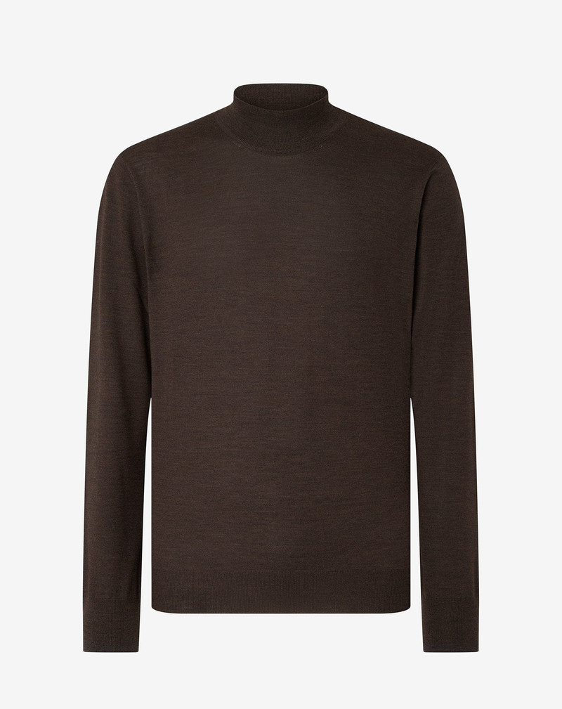Brown ultra fine 120's wool turtleneck 1