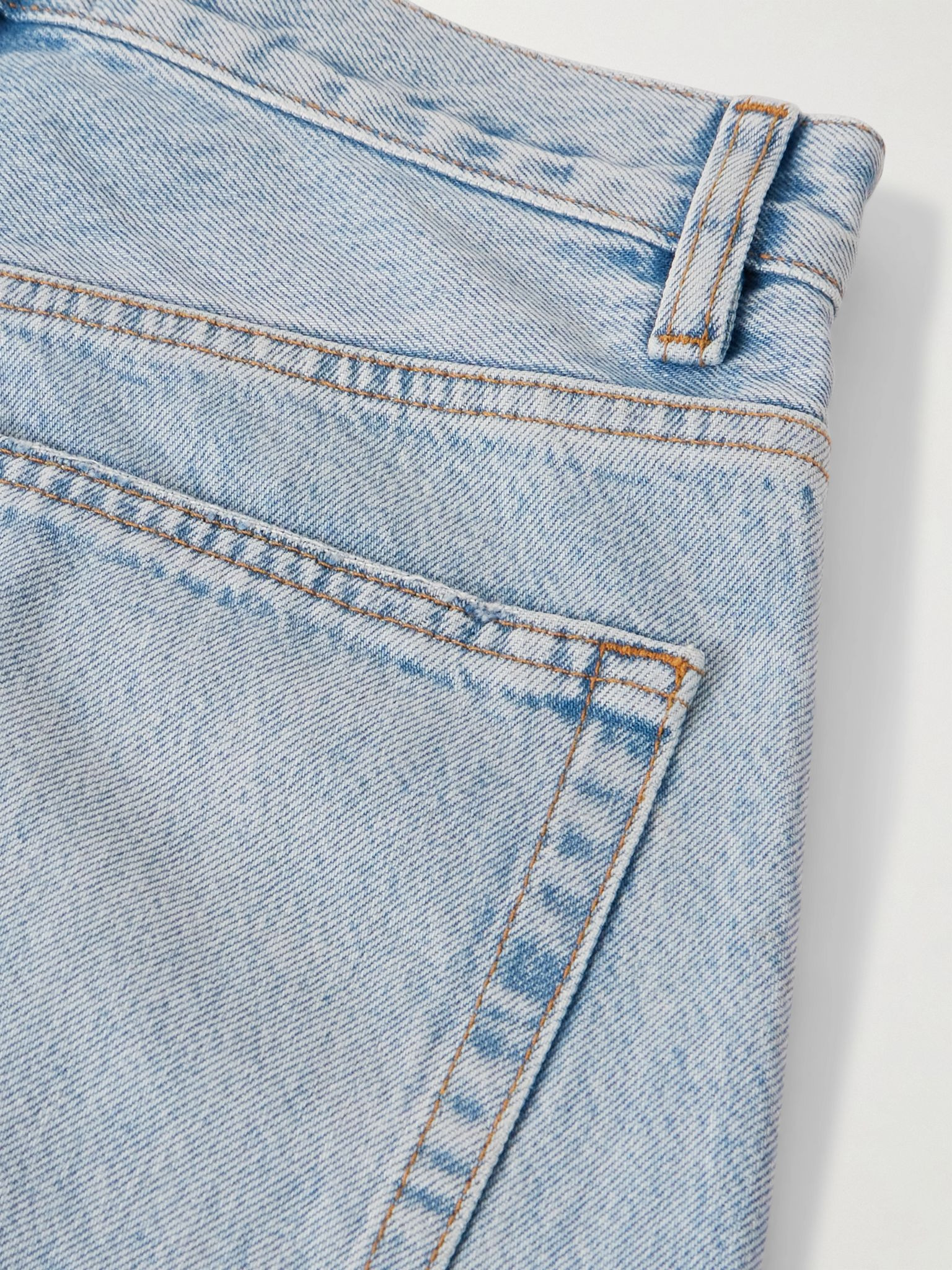 The Bubble Crop frayed high-rise barrel-leg jeans Light denim - 6