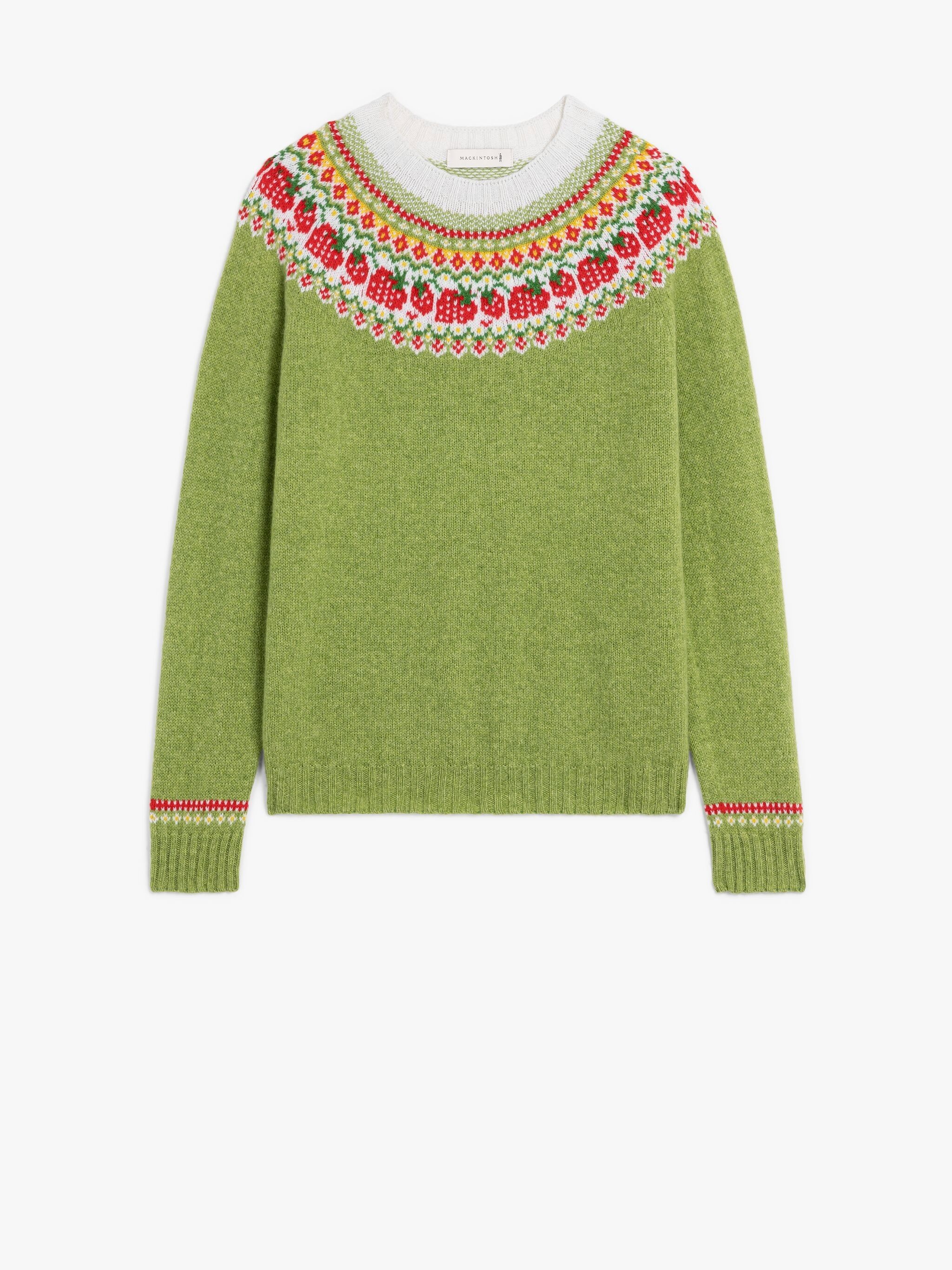 KELSI GREEN WOOL FAIR ISLE CREWNEK SWEATER - 1