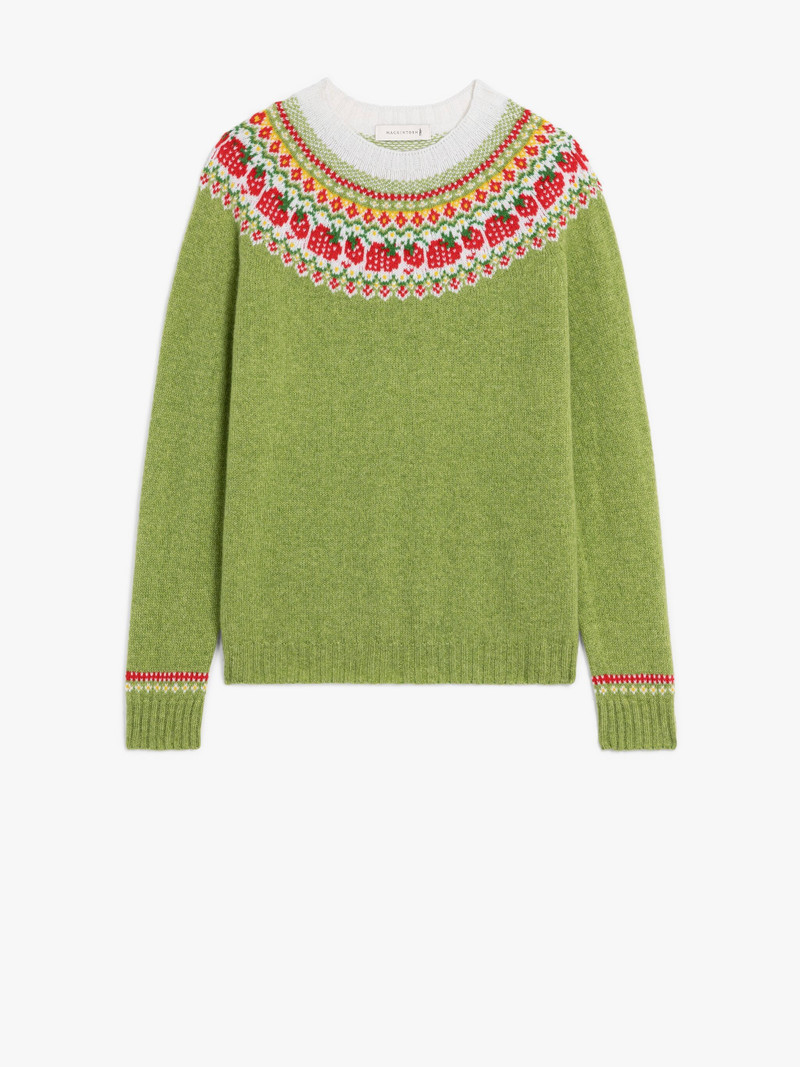 KELSI GREEN WOOL FAIR ISLE CREWNEK SWEATER 1