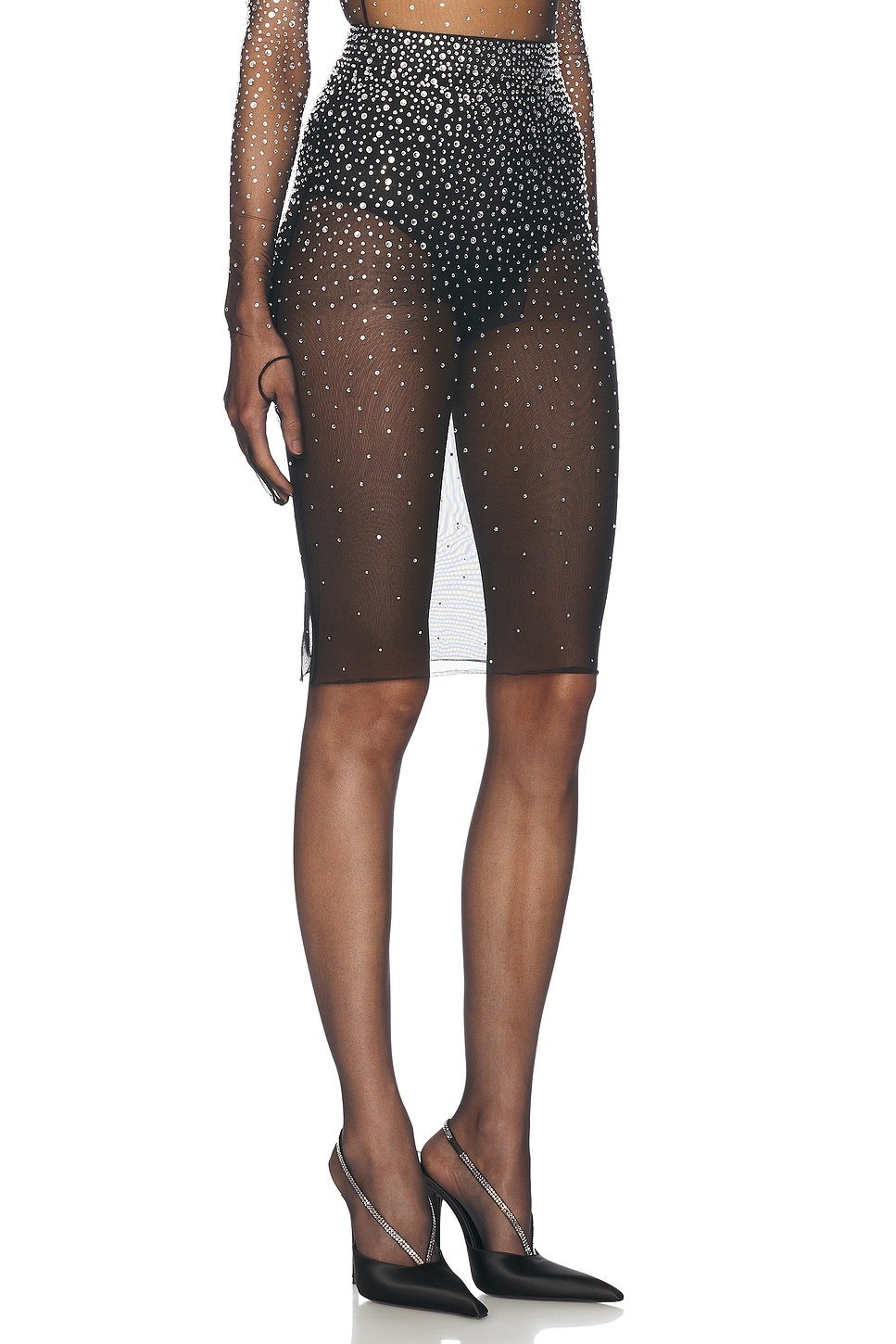Crystal Mesh Midi Skirt - 2