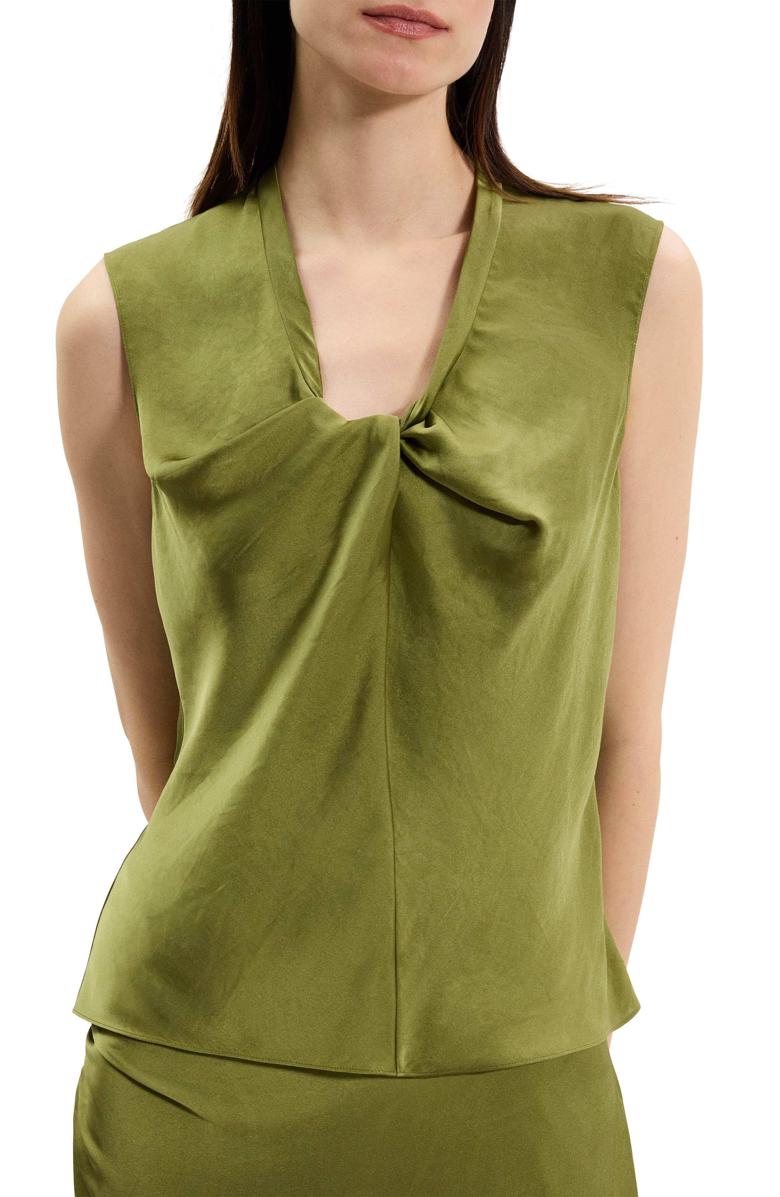 Theory Twist Neck Sleeveless Top in Avocado at Nordstrom - 4