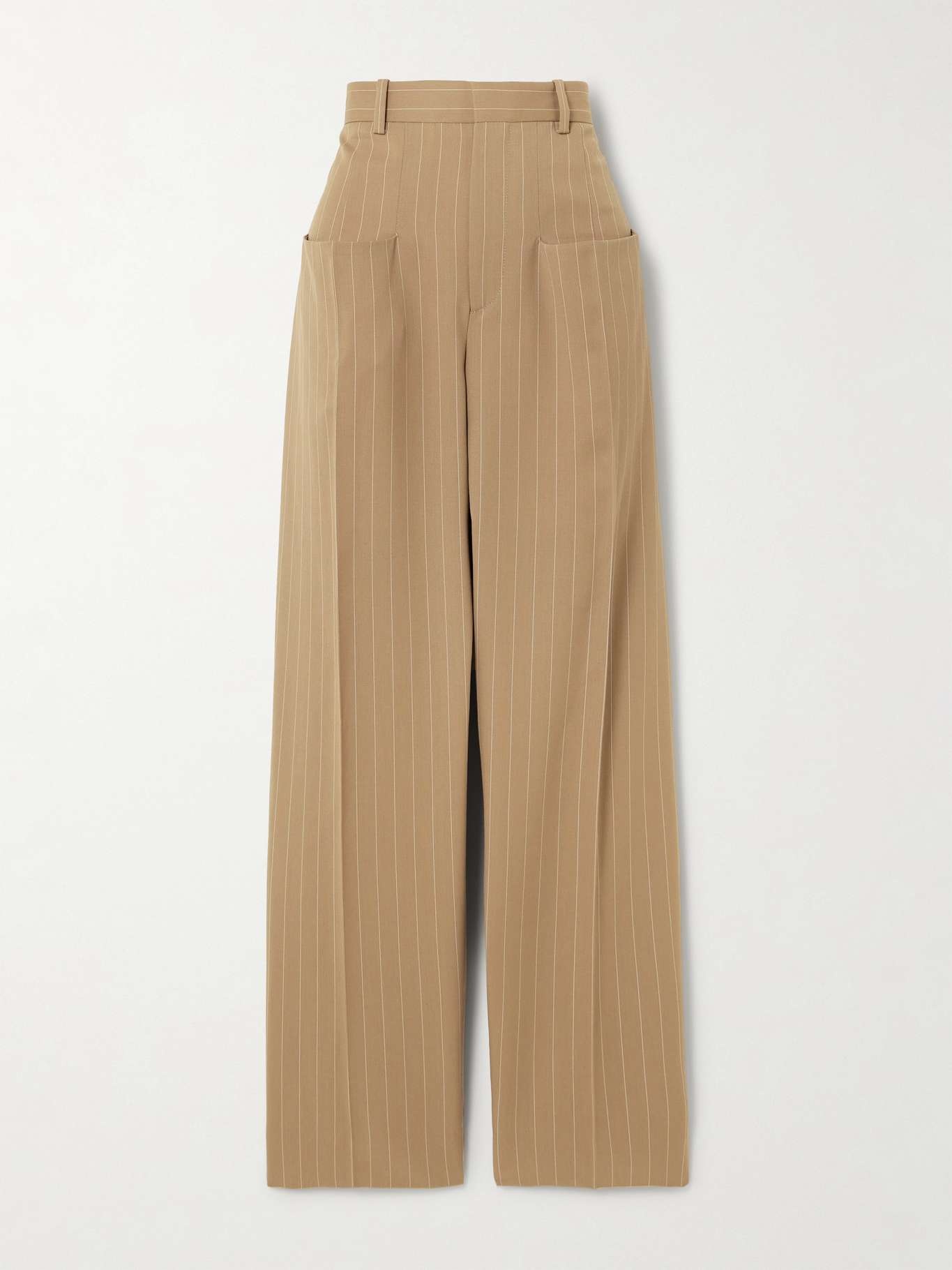 Victoria Beckham Pinstriped wool wide-leg pants Sand