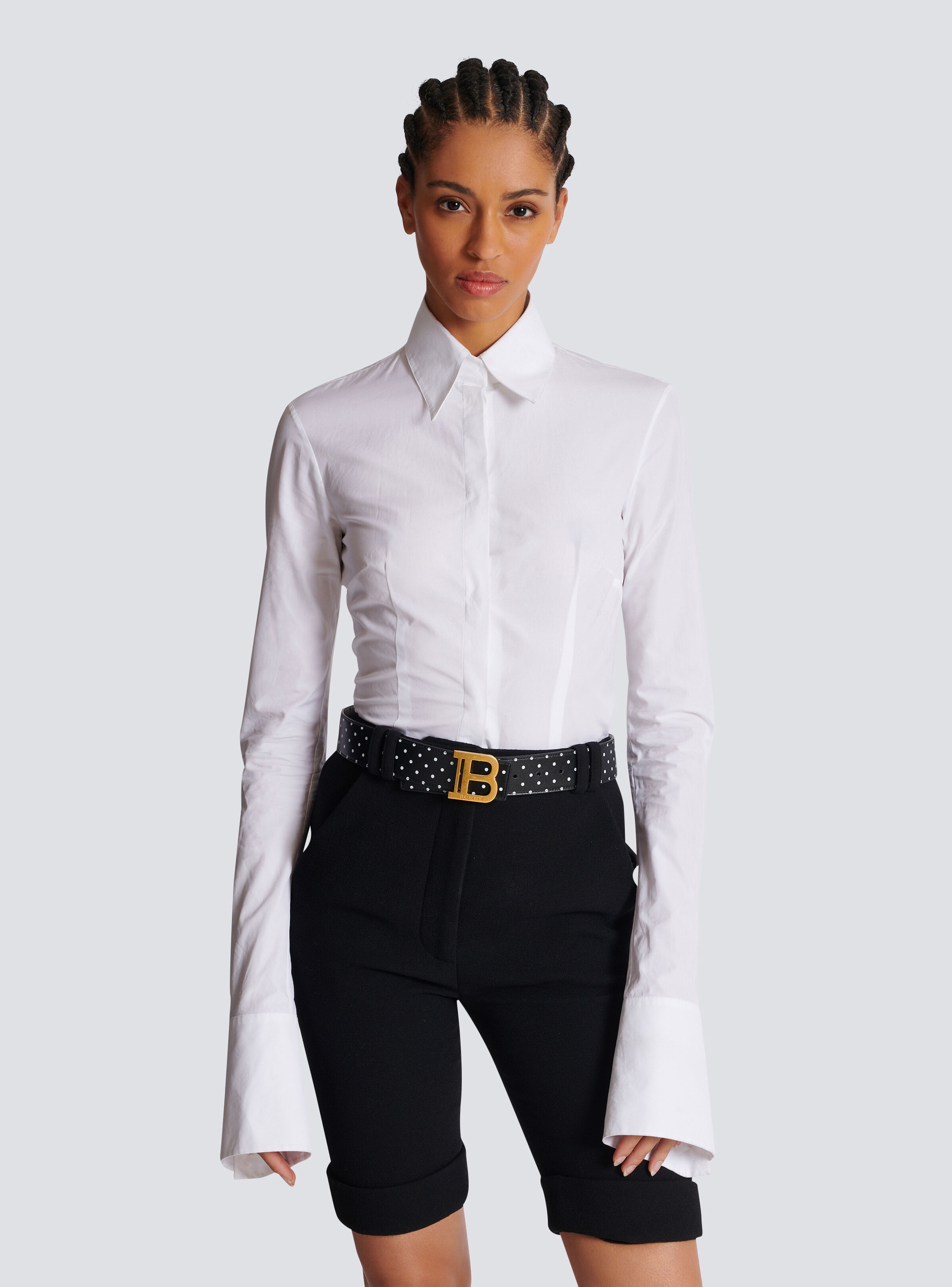 Reversible calfskin B-Belt with a Polka Dots print - 2
