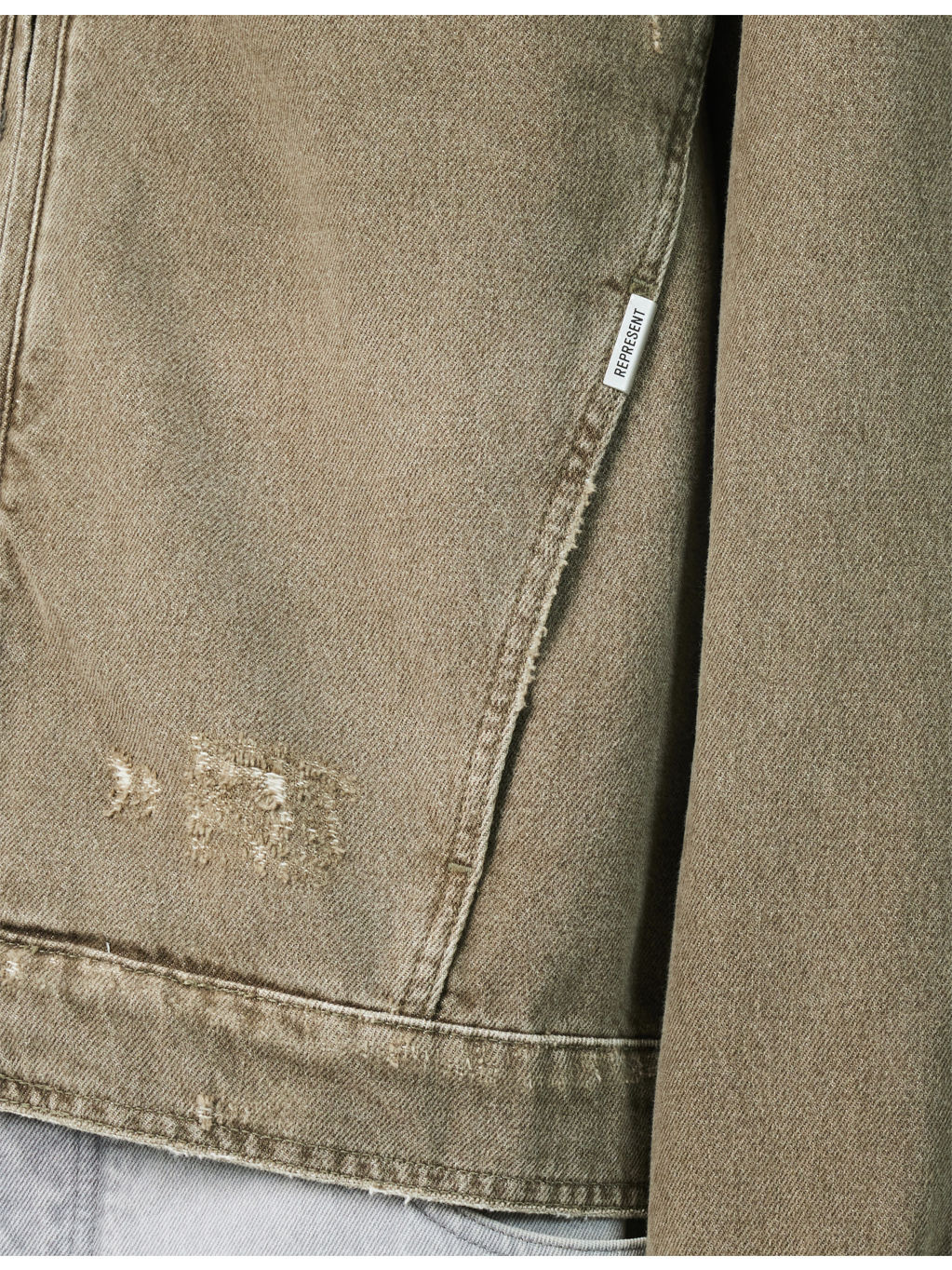 Distressed Collared Denim Jacket - 7