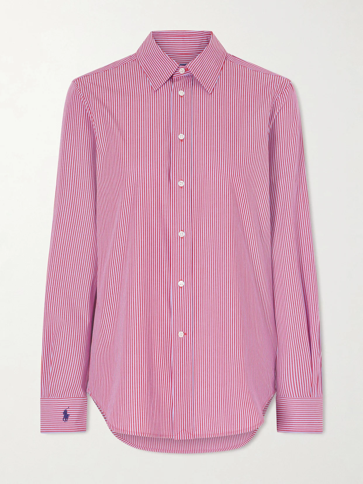 Logo-embroidered Striped Cotton-blend Poplin Shirt - 1
